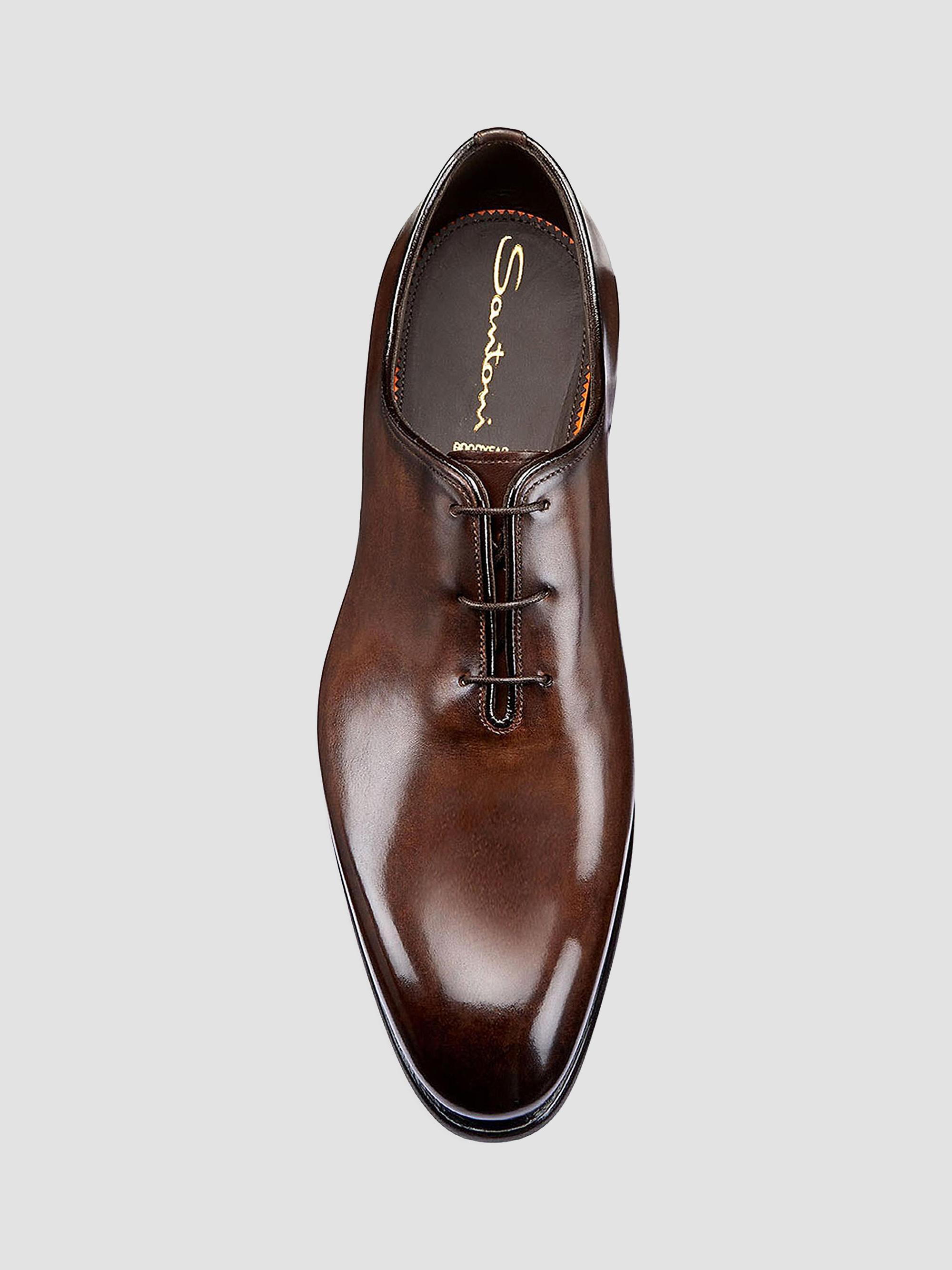 Santoni Polished Leather Wholecut Oxfords | Saks Fifth Avenue
