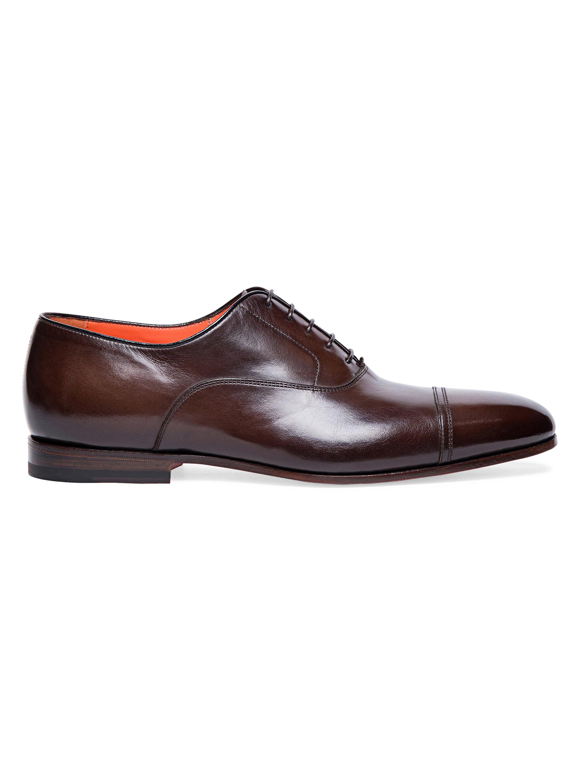 Santoni Men's Leather Oxfords - Dark Brown