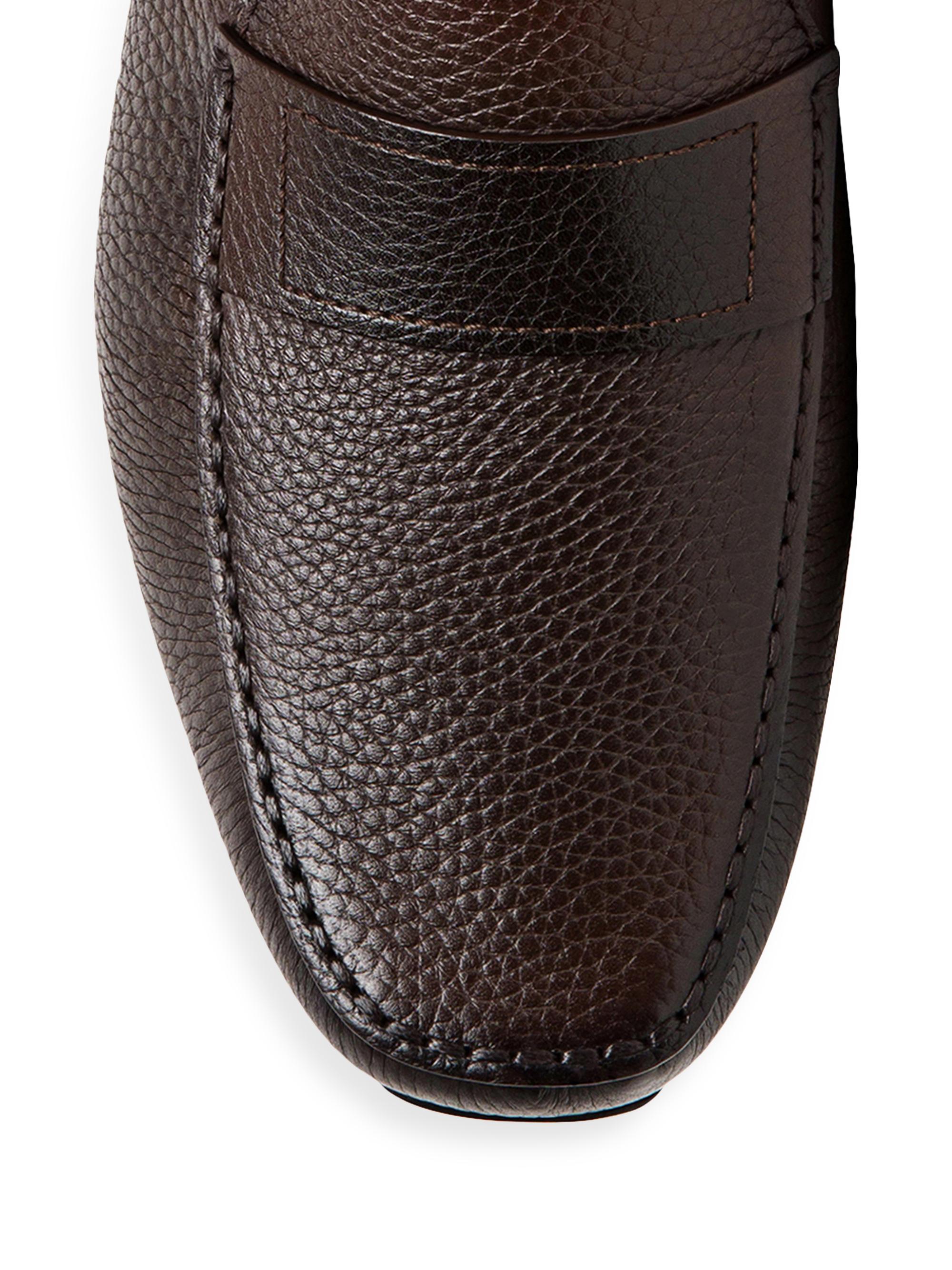 Saks Fifth Avenue Dark Brown Leather Lace-Through Moccasin Car shoes Slip-Ons Santoni Leather Slip-On Driving Loafers | Saks Fifth Avenue main image 4