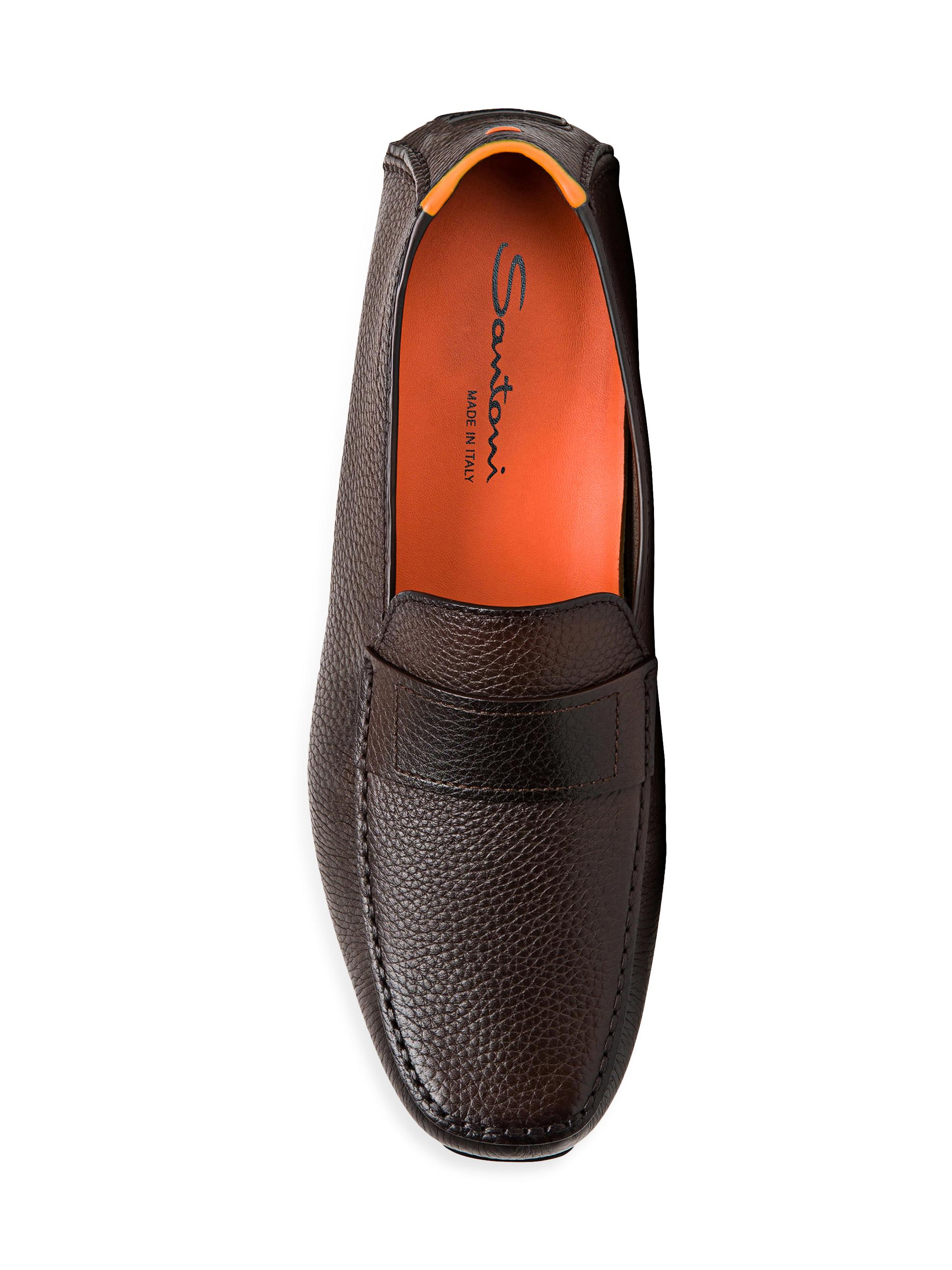 Santoni Leather Slip-On Driving Loafers | Saks Fifth Avenue