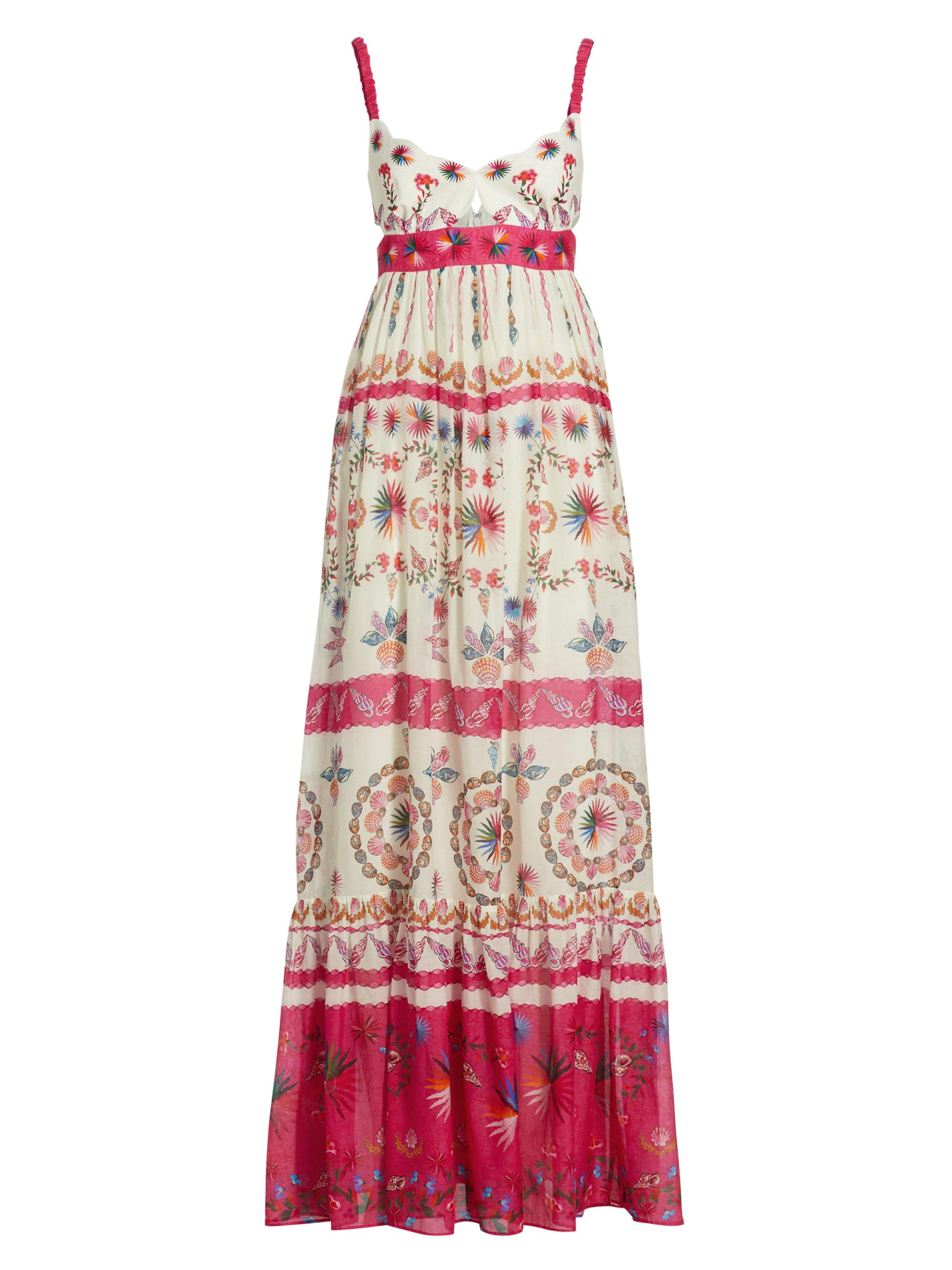 Saloni Women's Naki Printed Linen Maxi Dress - Shell Mosaicplmt