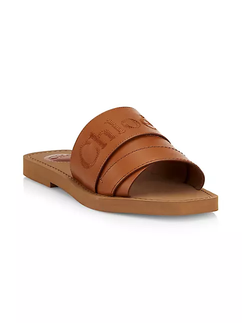 Shop Chloé Woody Leather Logo Slides | Saks Fifth Avenue