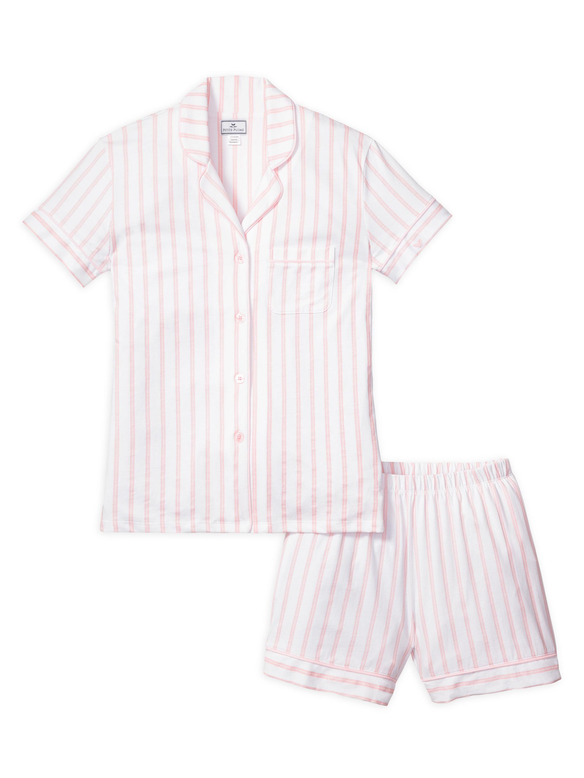 Petite Plume 2-Piece Stripe Shorts Pajama Set - Pink