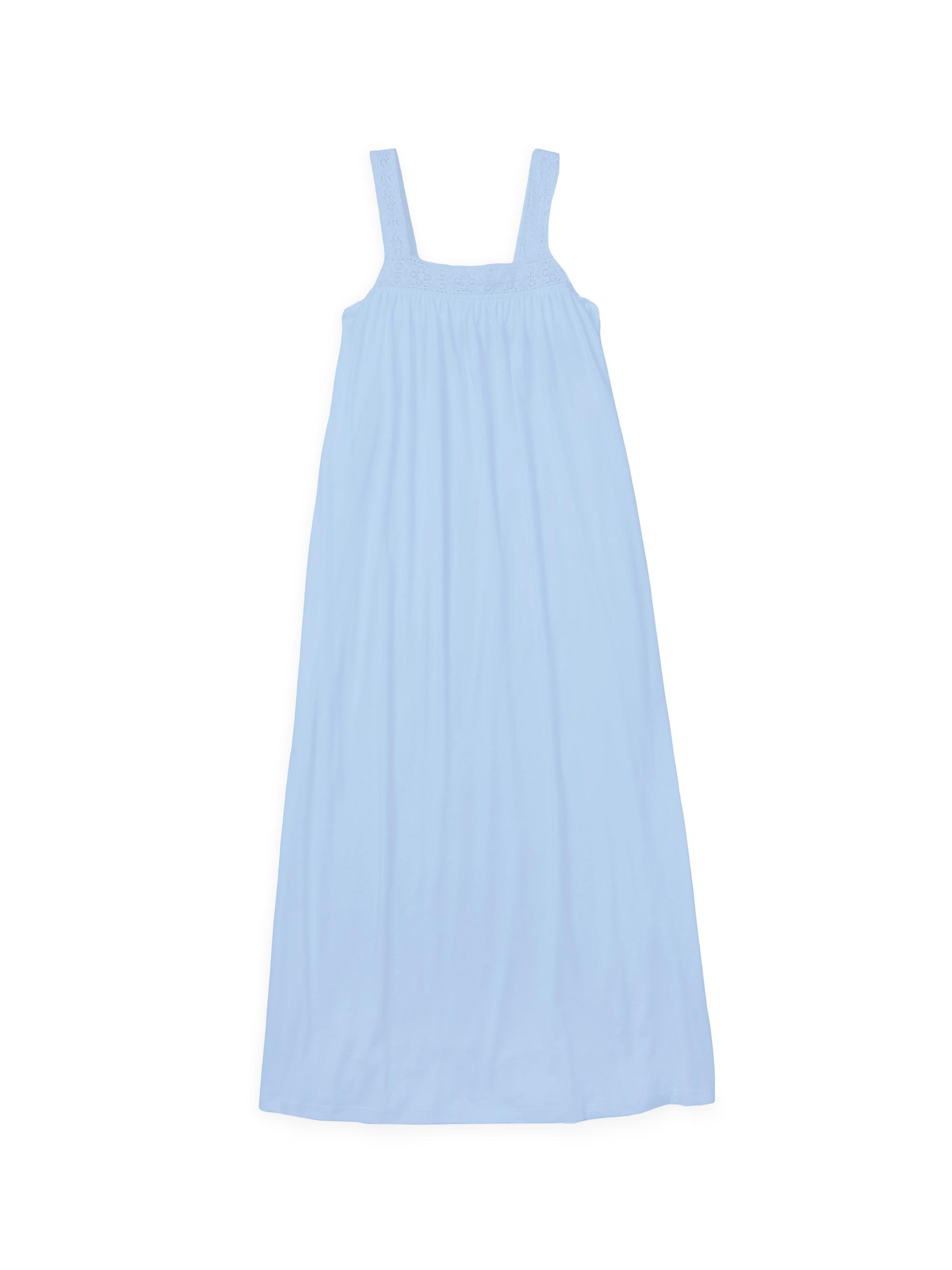 Petite Plume Camille Crochet-Trim Nightgown - Blue
