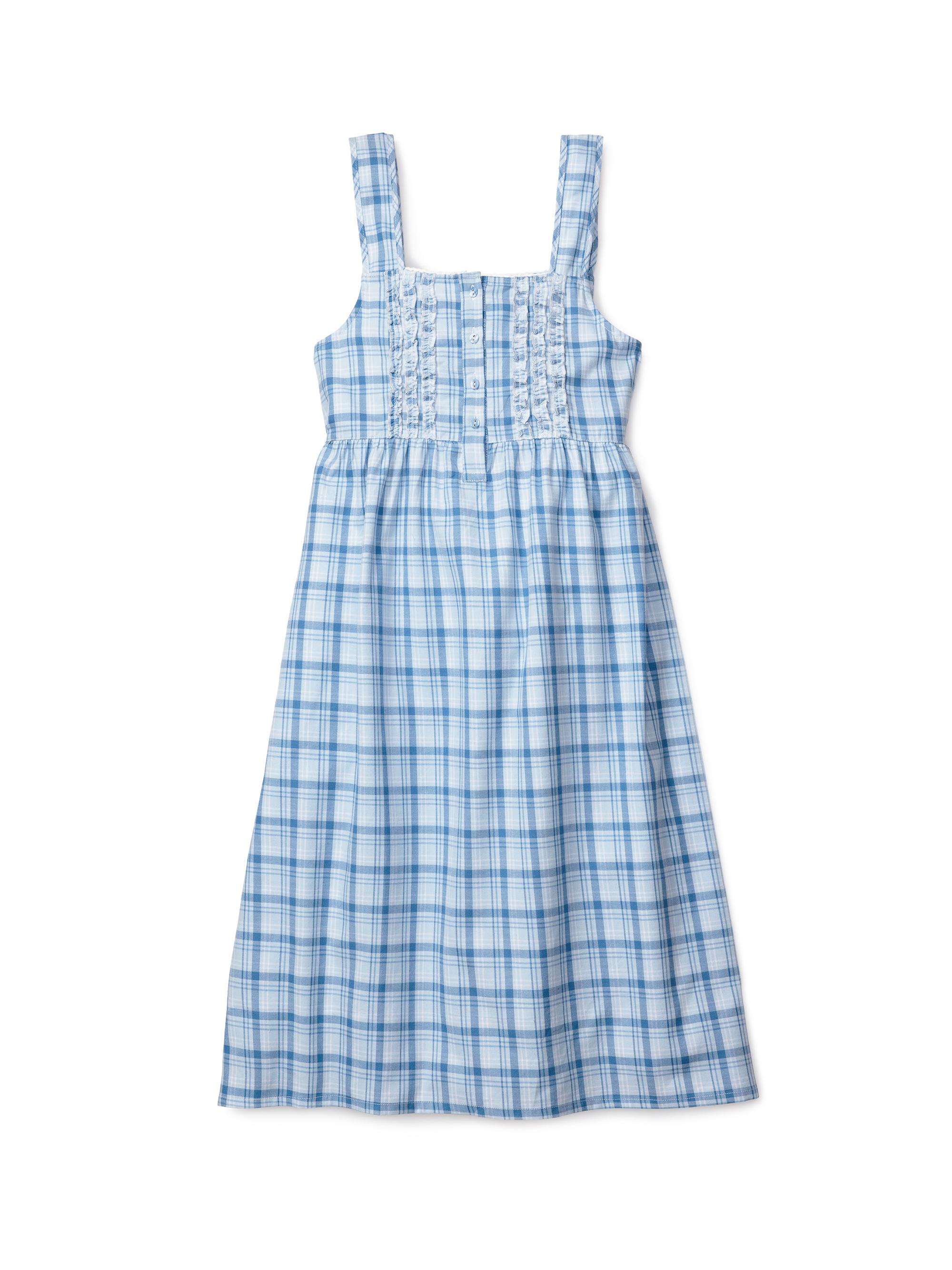 Petite Plume Seafarer Tartan Charlotte Nightgown - Blue