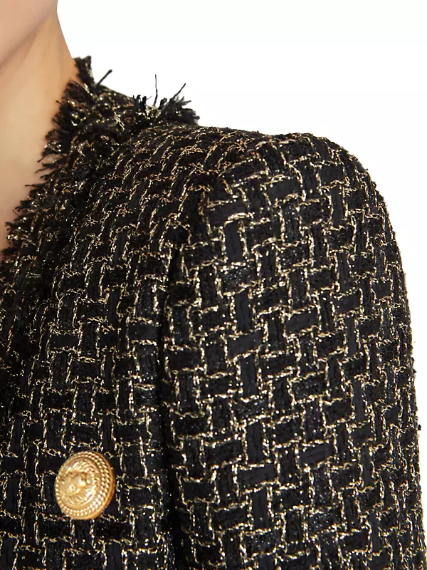 on 34th Women's Metallic Plaid Tweed Blazer, Created for Macy's - Black Combo - Size 14