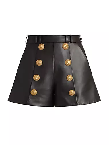 Leather Buttoned Shorts