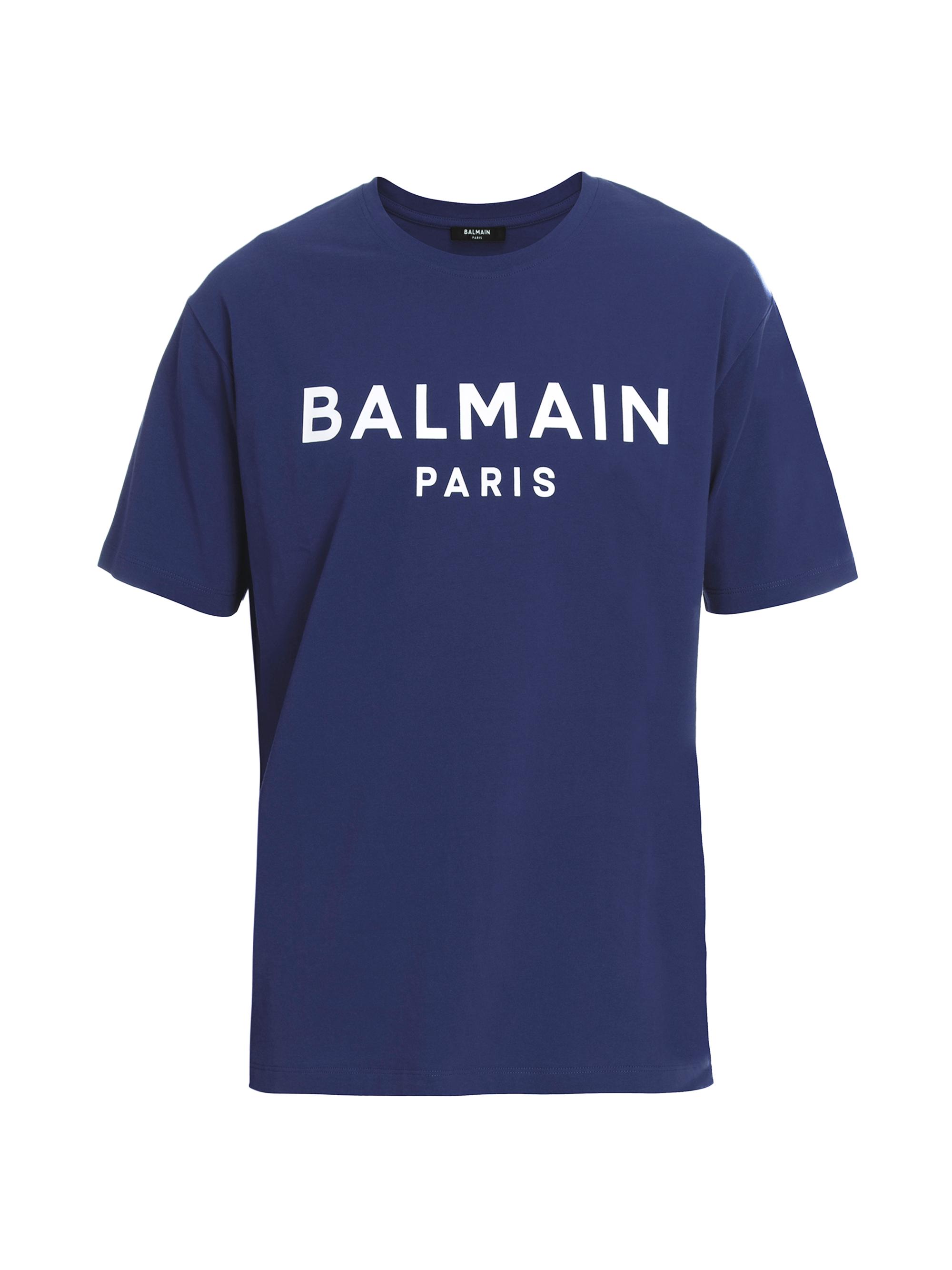 Balmain Men's Logo Crewneck T-Shirt - Marine White