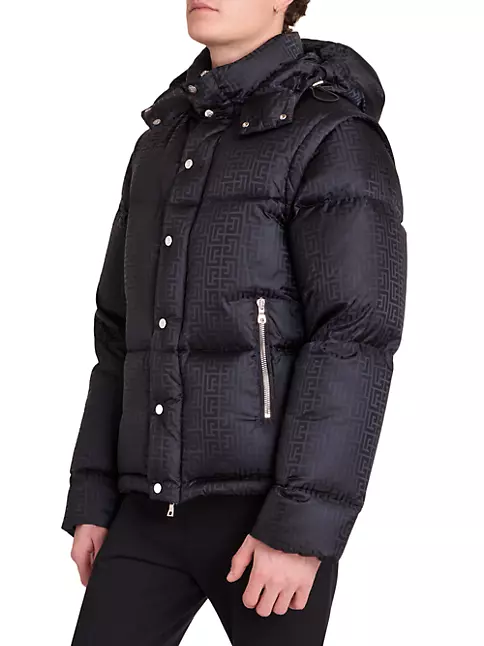 Balenciaga | Women Monogram Jacquard Nylon Puffer Jacket Black 34