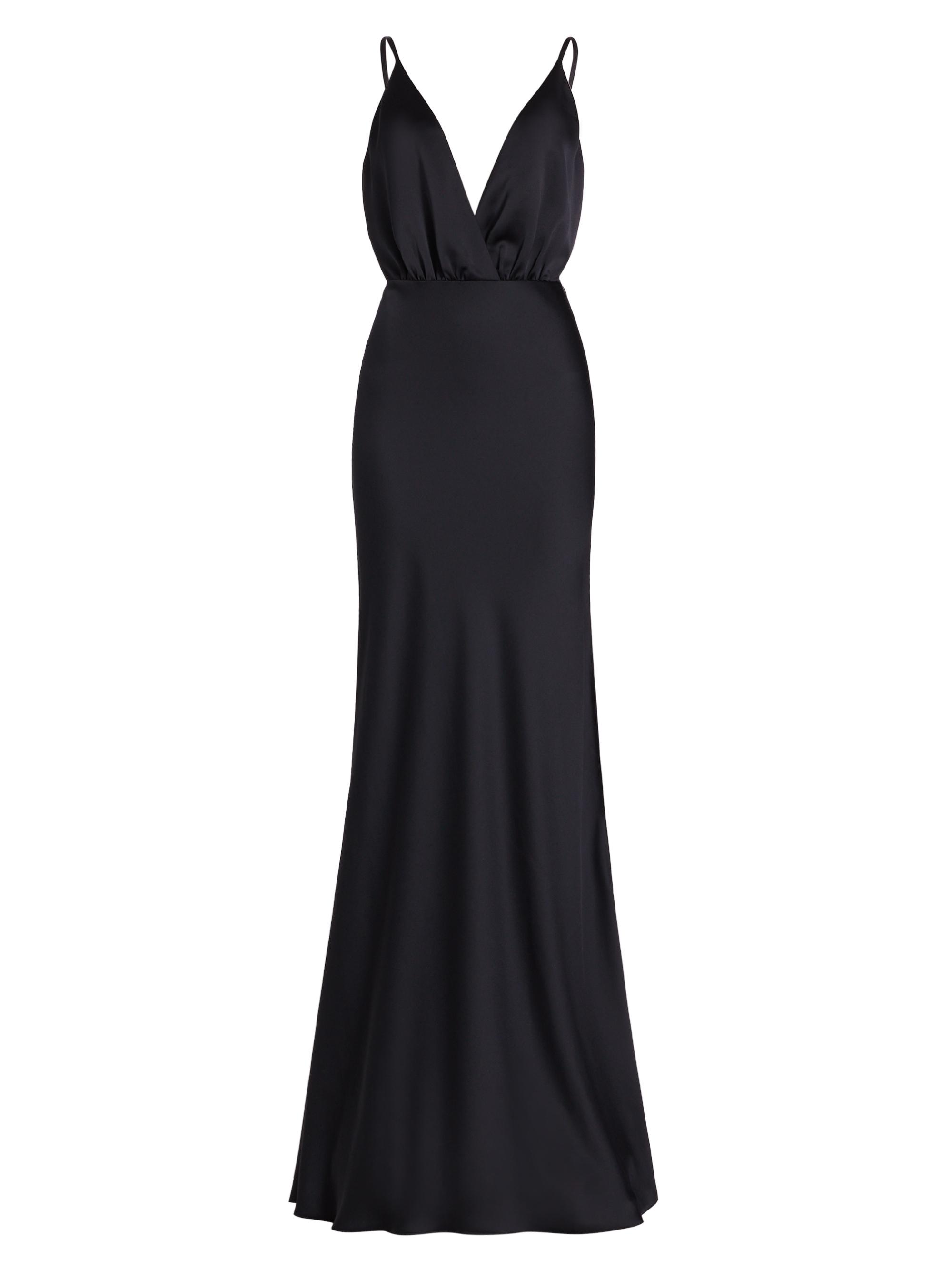 Ramy Brook Women's Vick V-Neck Satin Gown - Black