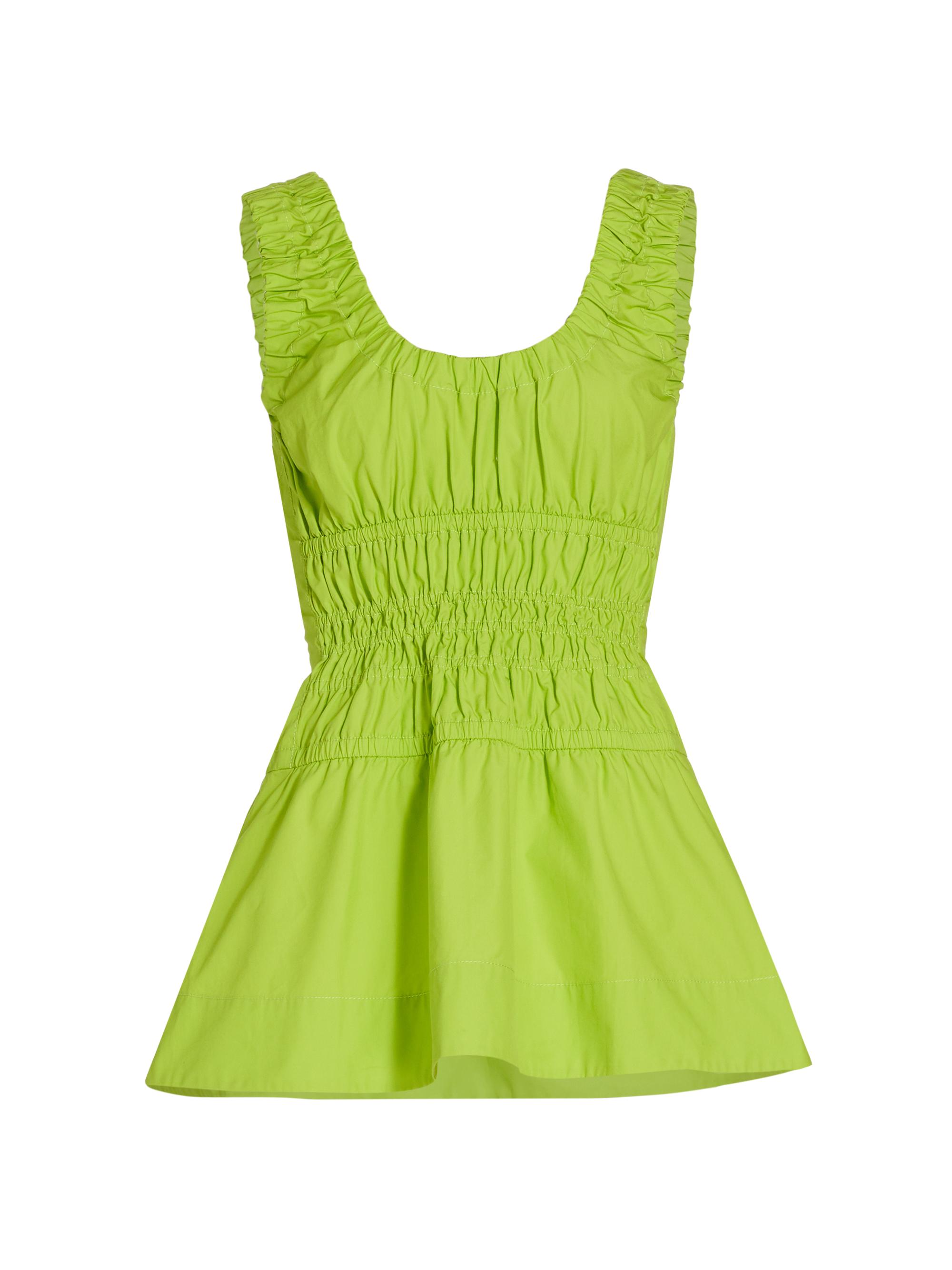 Proenza Schouler White Label Women's Gathered Cotton Poplin Tank - Green Apple