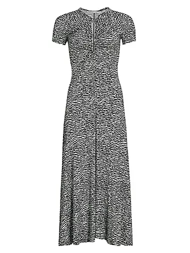 Zebra Jacquard-Knit Midi-Dress