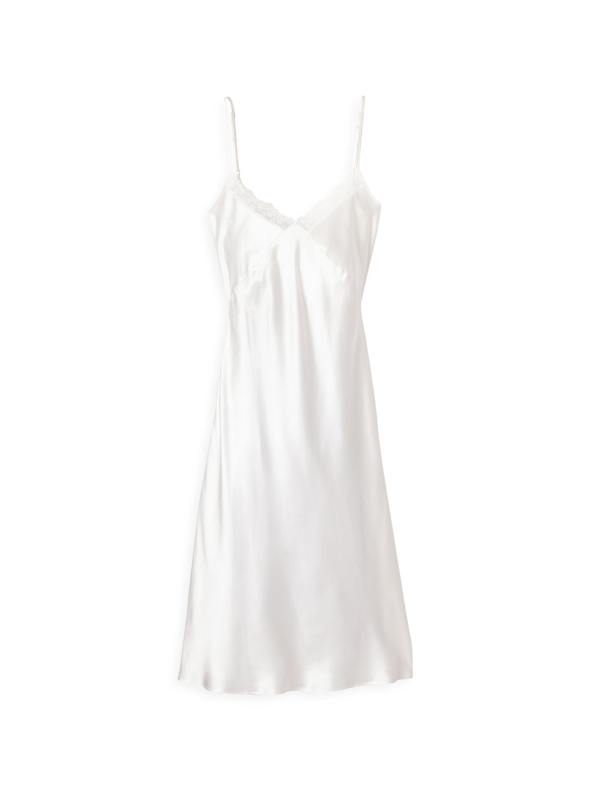Petite Plume Silk Cossette Slip Nightgown - White
