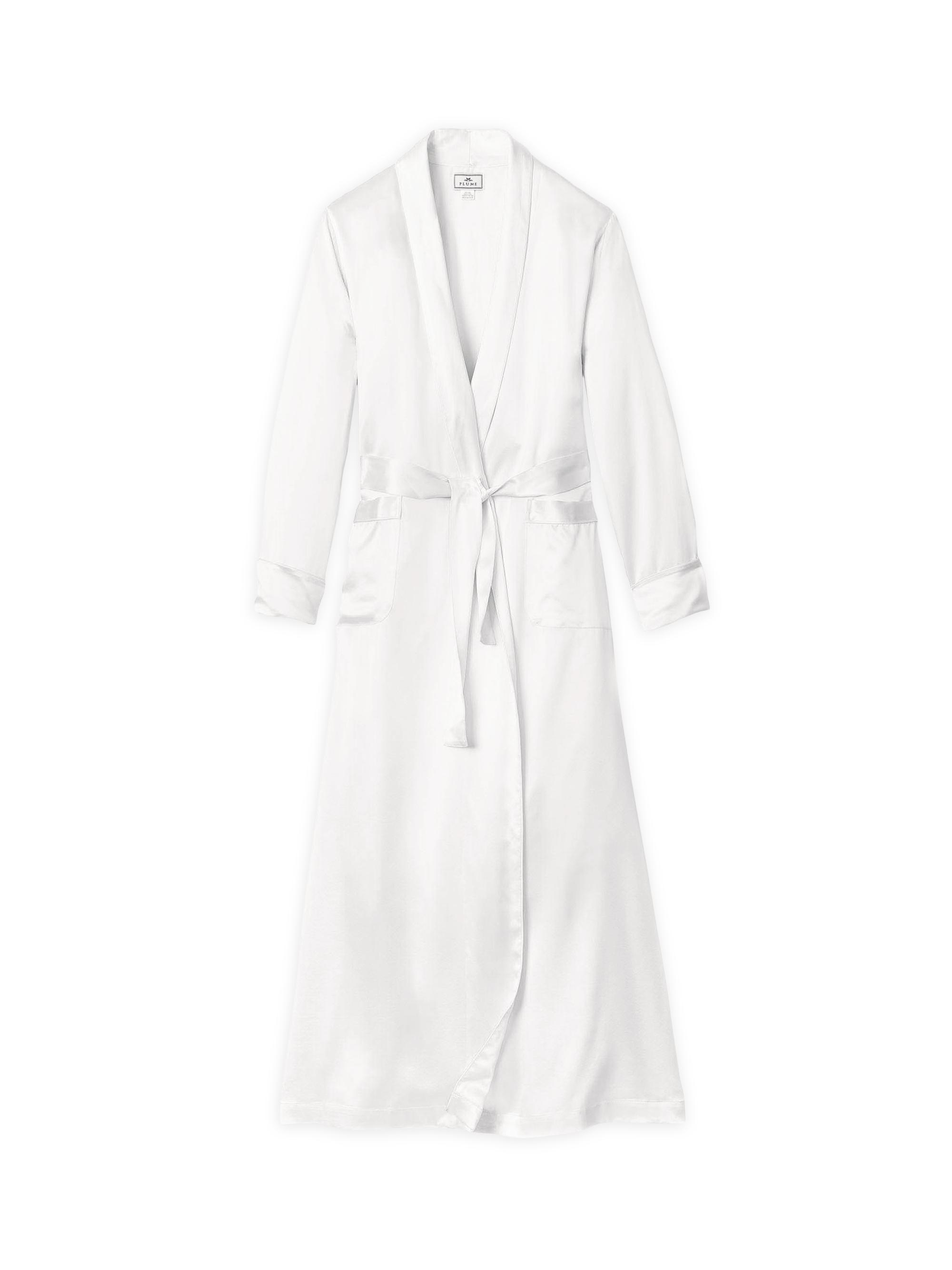 Petite Plume Silk Long Robe - White