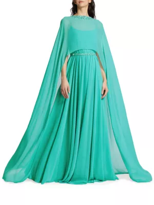 Sachin amp; Babi Lavinia cape-design dress - Green