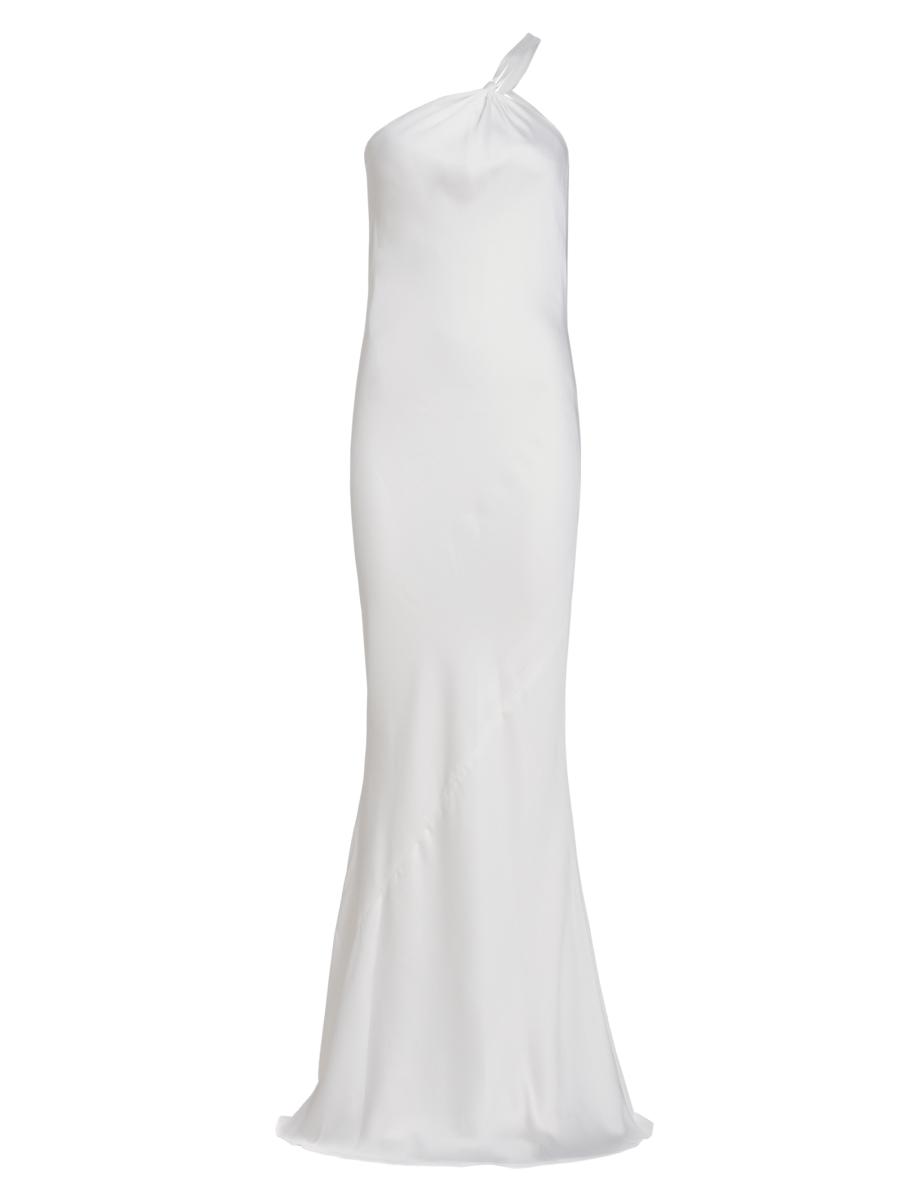 strapless open back dress ONE SHOULDER BIAS GOWN  Tiger Red  Norma Kamali