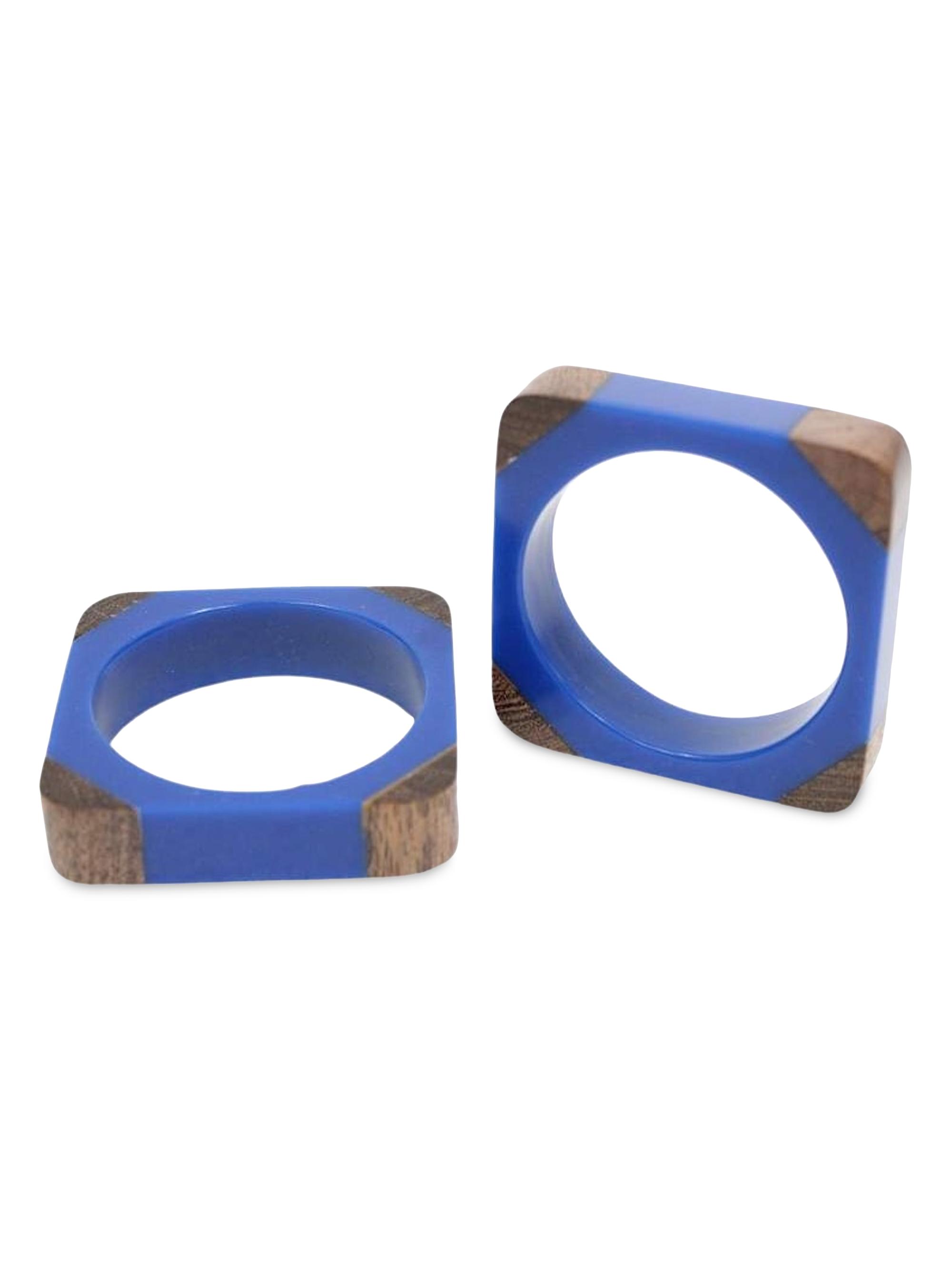 Von Gern Home Quatro Napkin Ring, Set of 4 - Navy