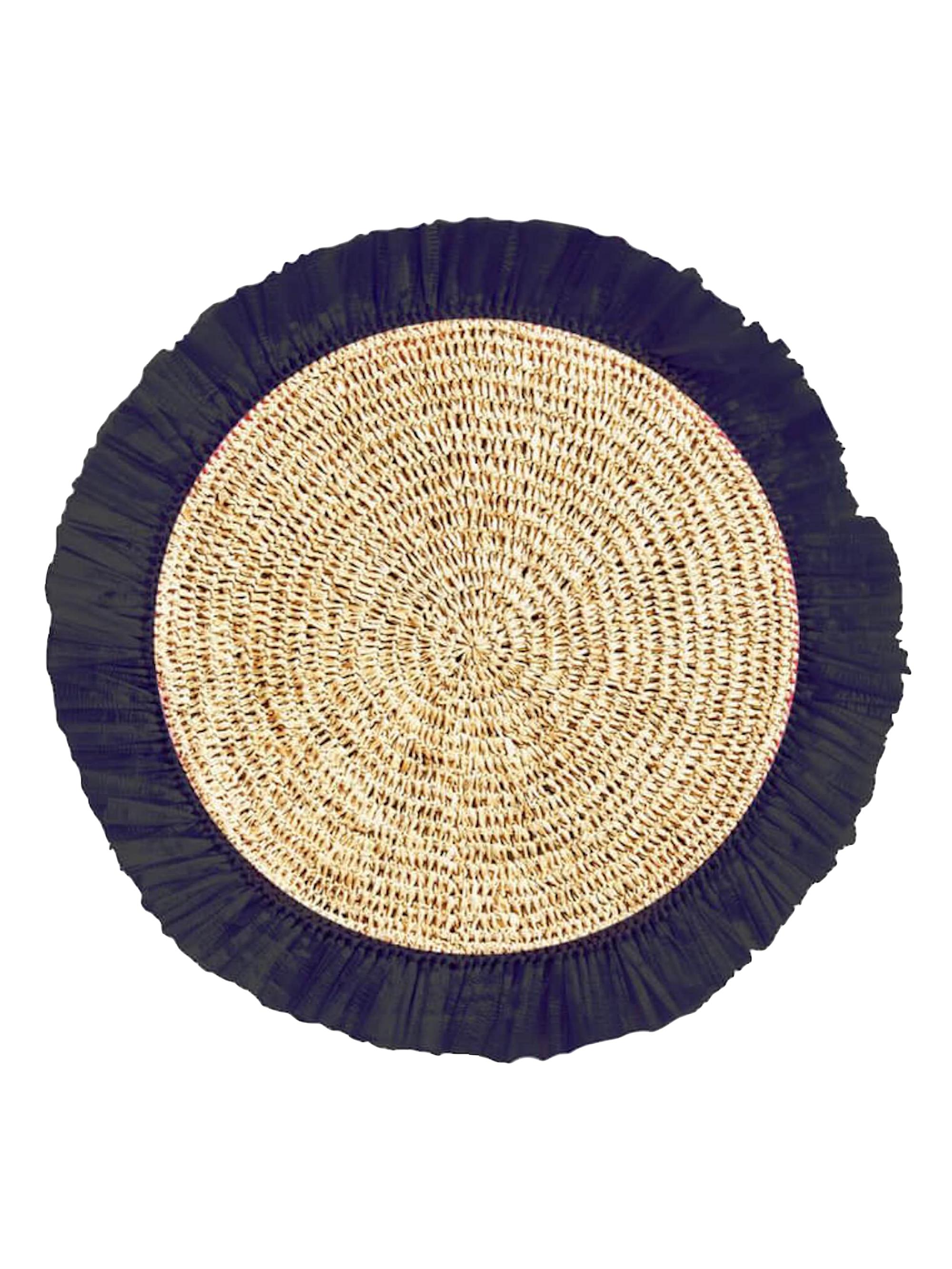 Von Gern Home Woven Rattan Fringe Placemats, Set of 4 - Black