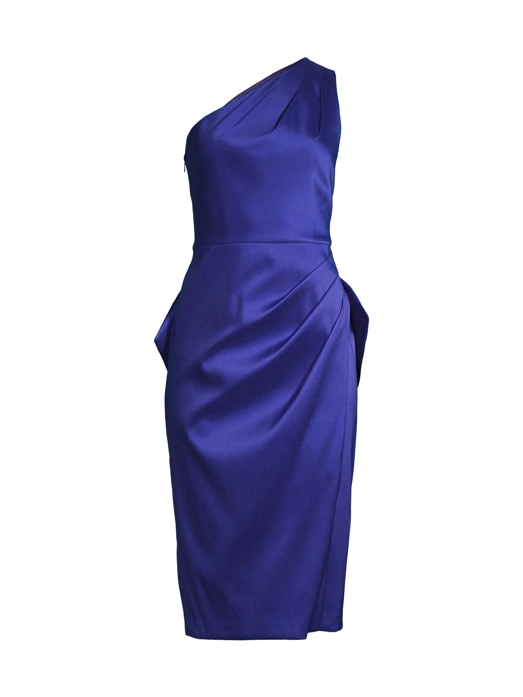 Aidan Mattox Women's Satin One-Shoulder Bow Midi-Dress - Royal Sapphire