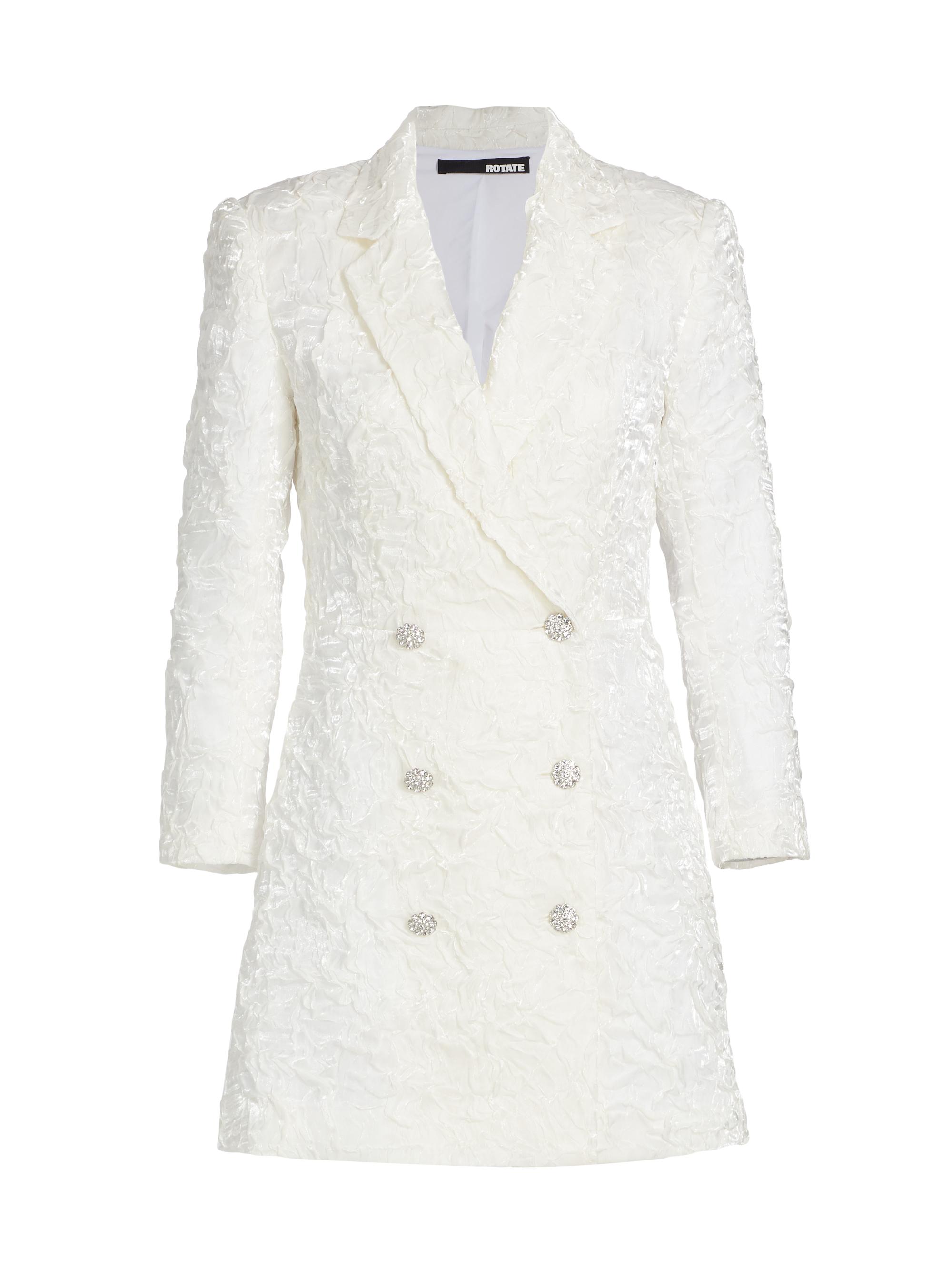 Rotate Birger Christensen Women's Crinkled Double-Breasted Minidress - Sugar Swizzle