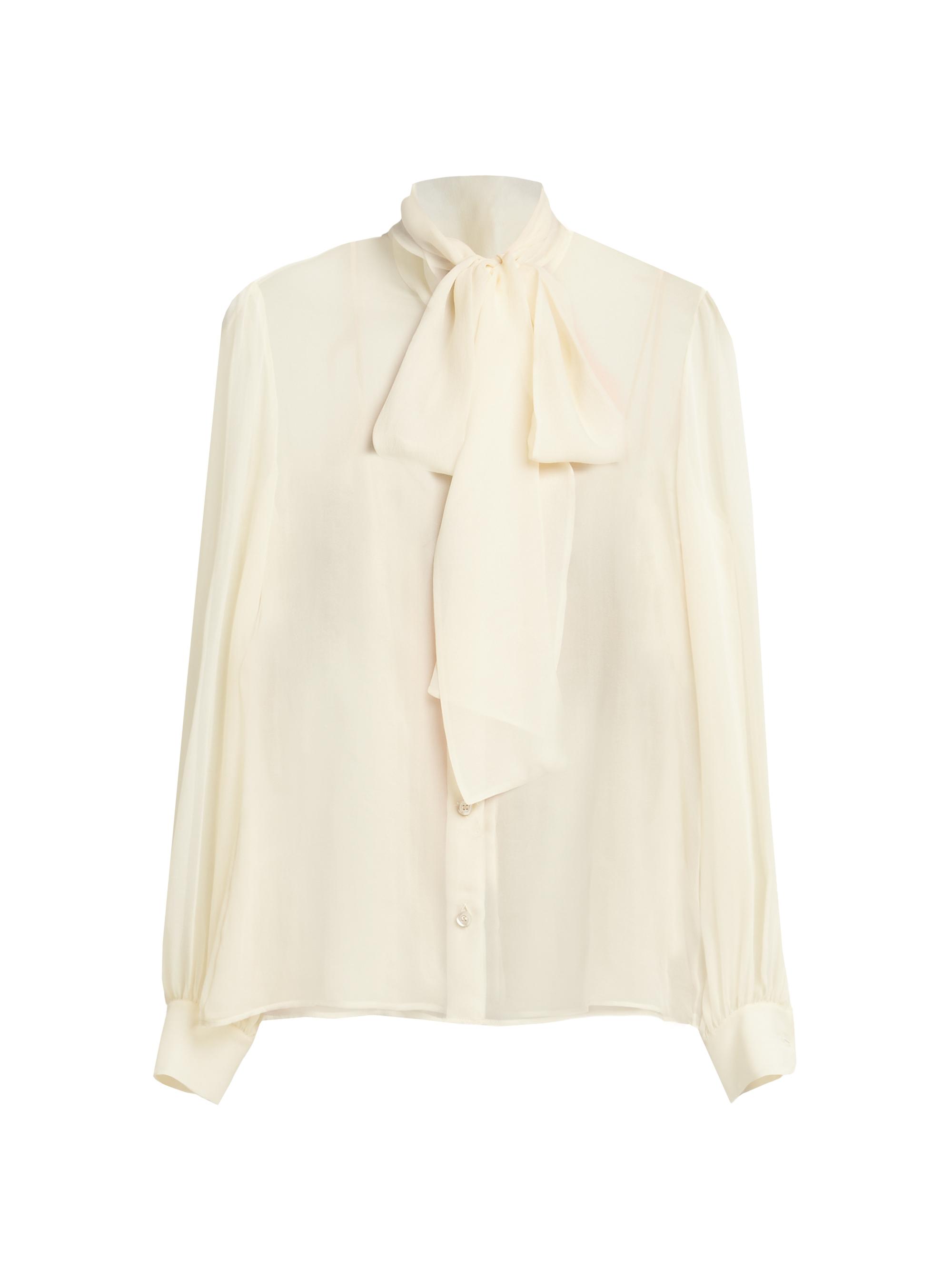 Moschino Women's Sheer Silk Tie-Neck Blouse -