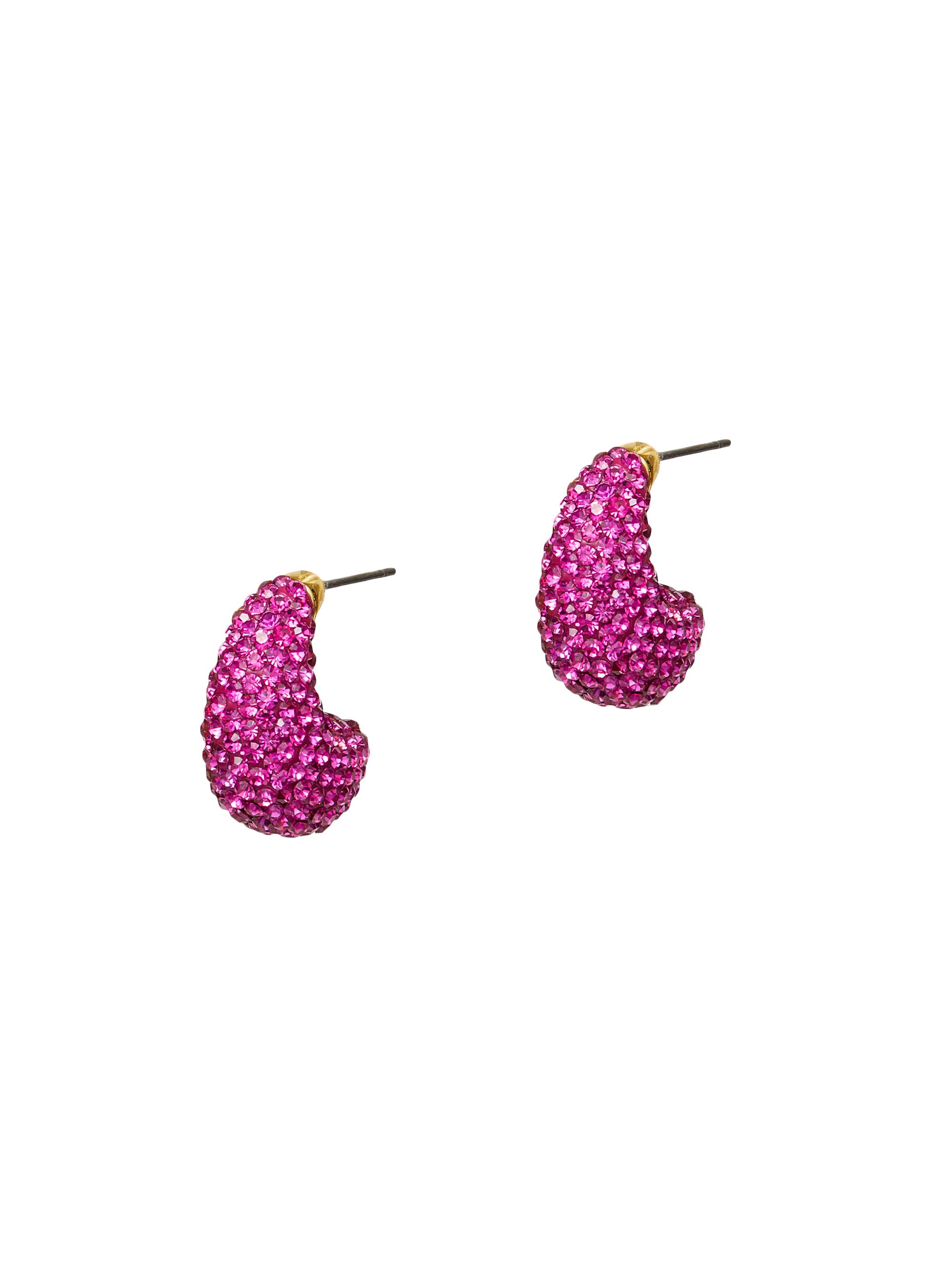 Lele Sadoughi Women's 14K-Gold-Plated, Clay, & Crystal Mini Domed Hoop Earrings - Flamingo