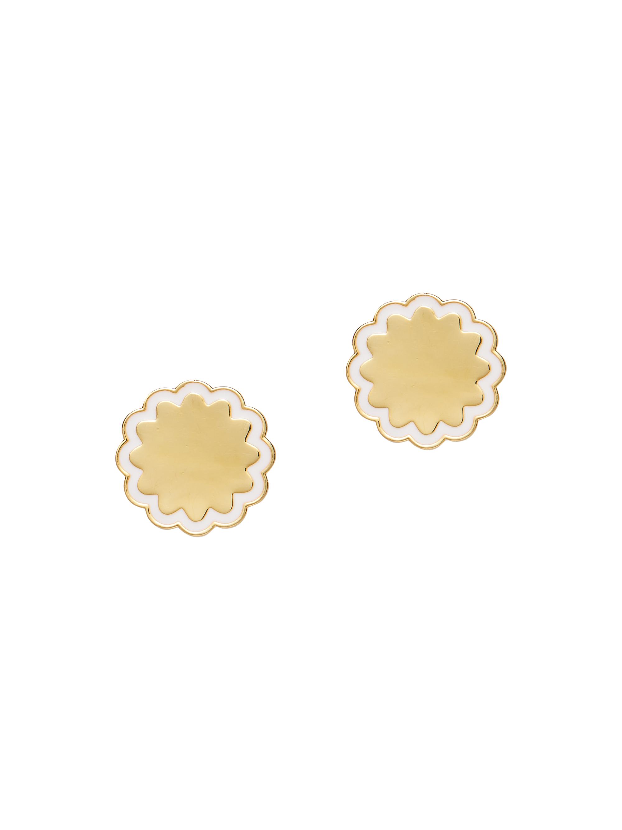 Lele Sadoughi Women's 14K-Gold-Plated & Enamel Scalloped Coin Stud Earrings - Gold