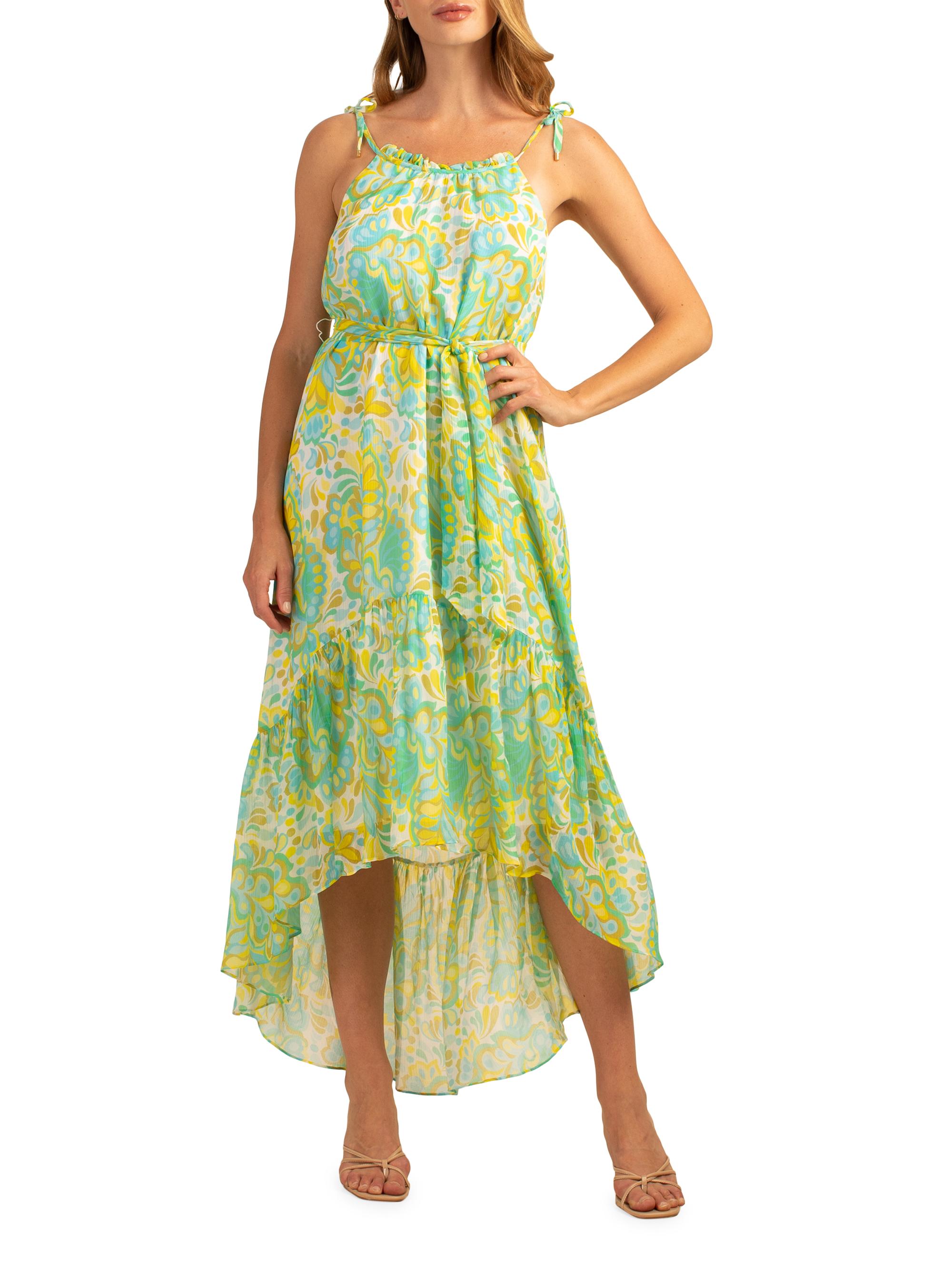 Trina Turk Women's Honest Belted Asymmetric Midi-Dress - Clearwater Multi