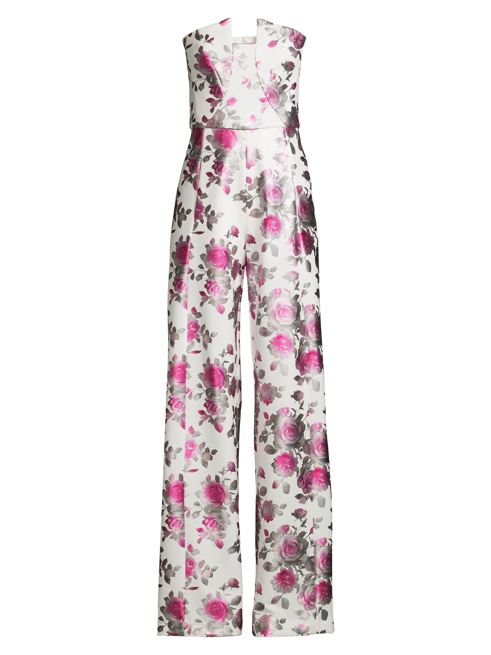 Black Halo Women's Lena Strapless Floral Jumpsuit - Radiant Rose