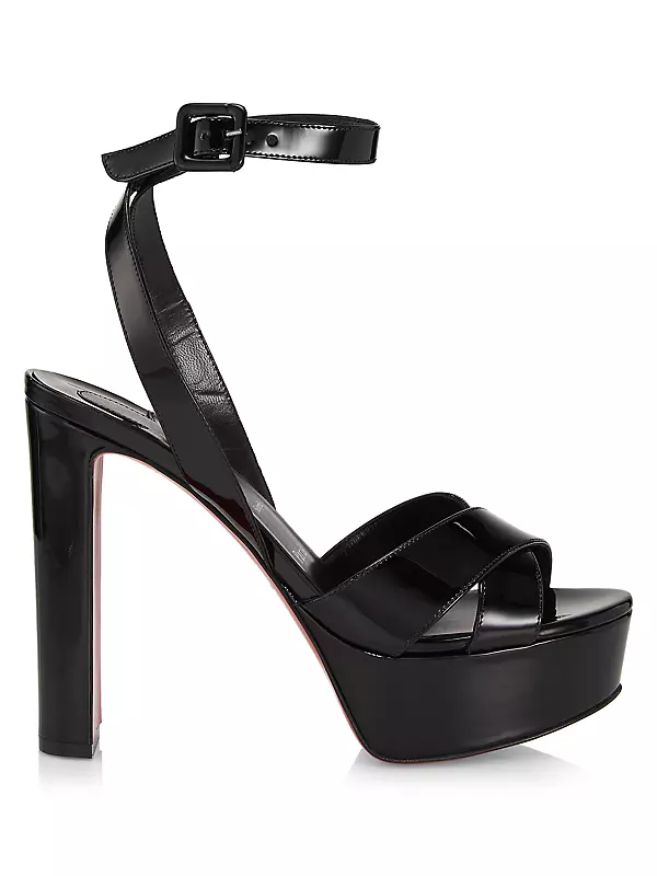 Black Loubi Queen Alta 150 patent platform sandals