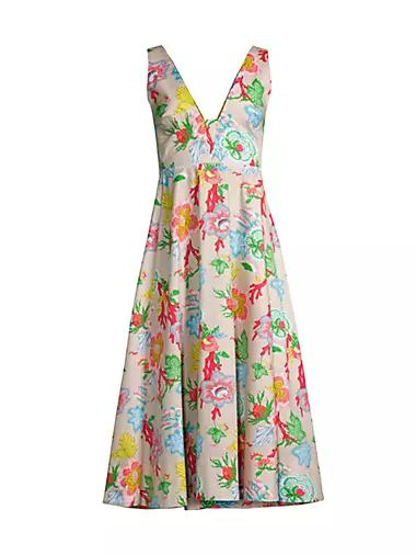 Amanpulo Floral Empire Waist Midi-Dress