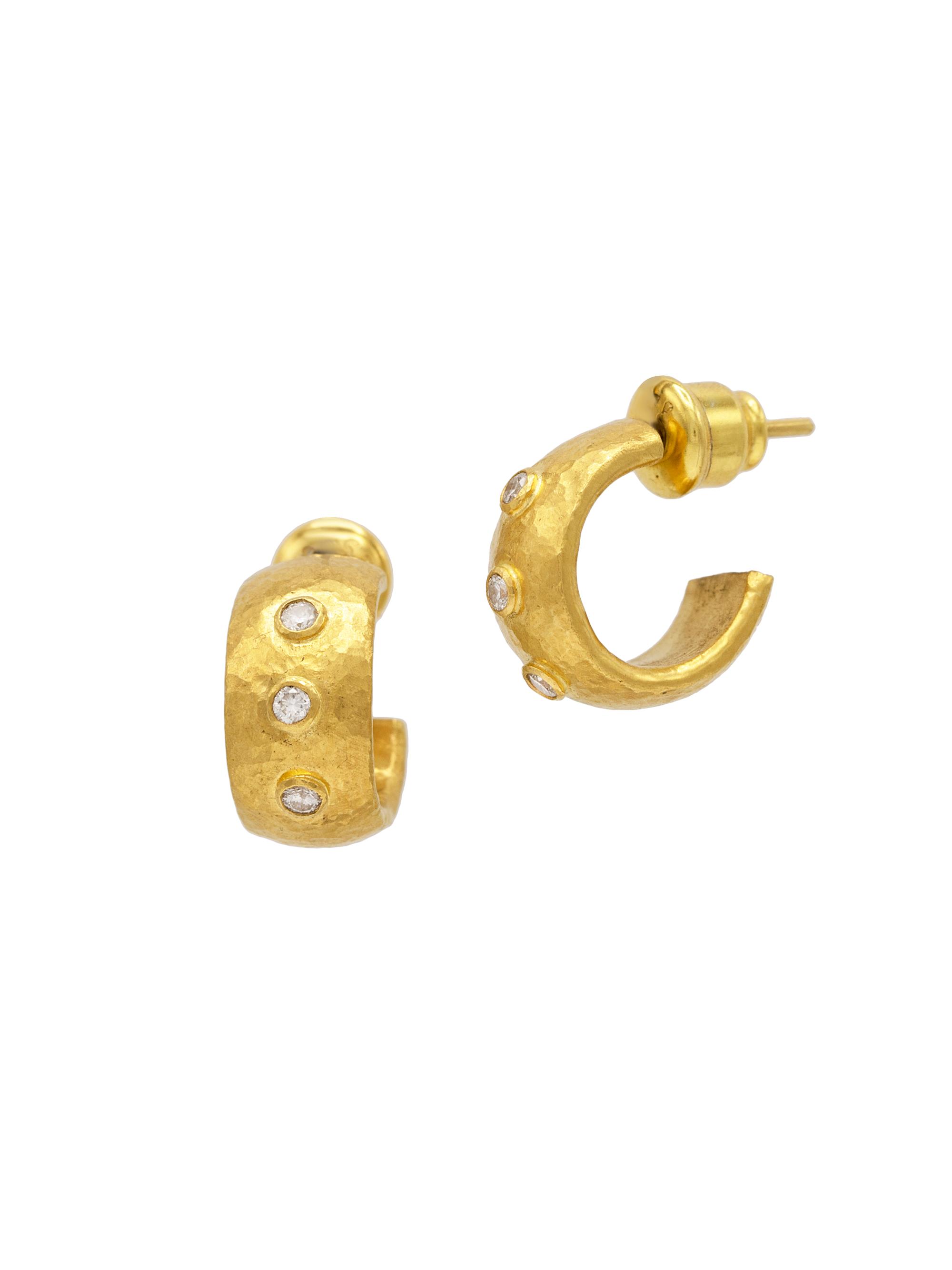Gurhan Women's Droplet 22K & 24K Yellow Gold & 0.18 TCW Diamond Wide Hoop Earrings - Yellow Gold