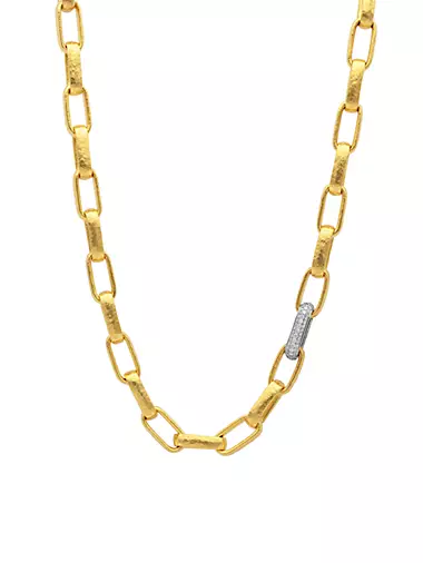 Hoopla 24K Yellow Gold, 18K White Gold & 1.92 TCW Diamonds Short Chain Necklace