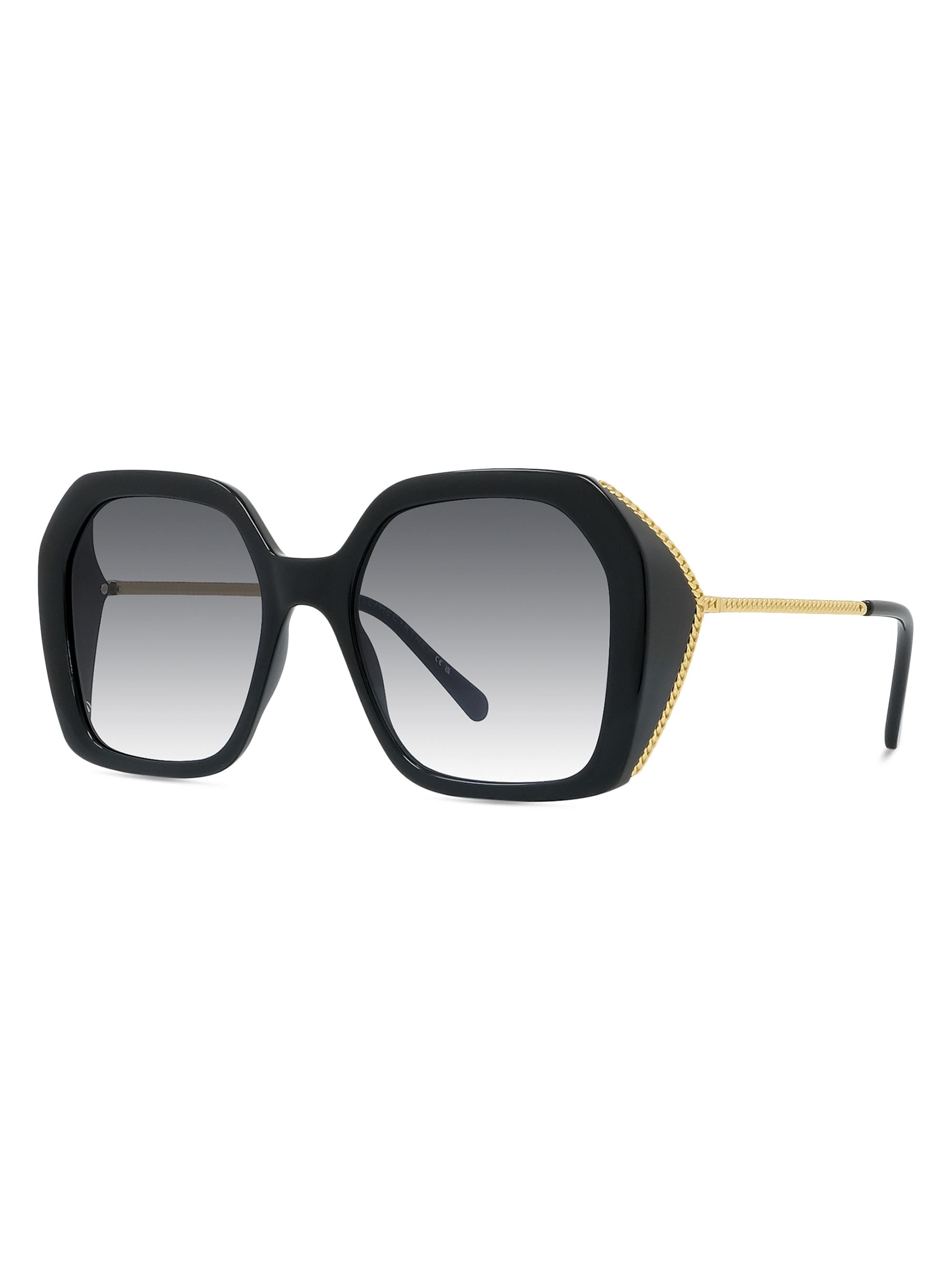 Stella McCartney Falabella Chain Square Flat Sunglasses Black Gold Stella McCartney Black SC0043S Falabella Chain Square  main image 2