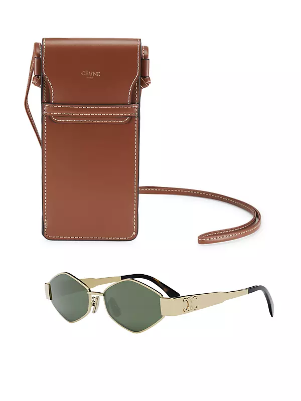 Premium Leather Sunglasses Pouch, Green Metallic Leather Eyewear Pouch