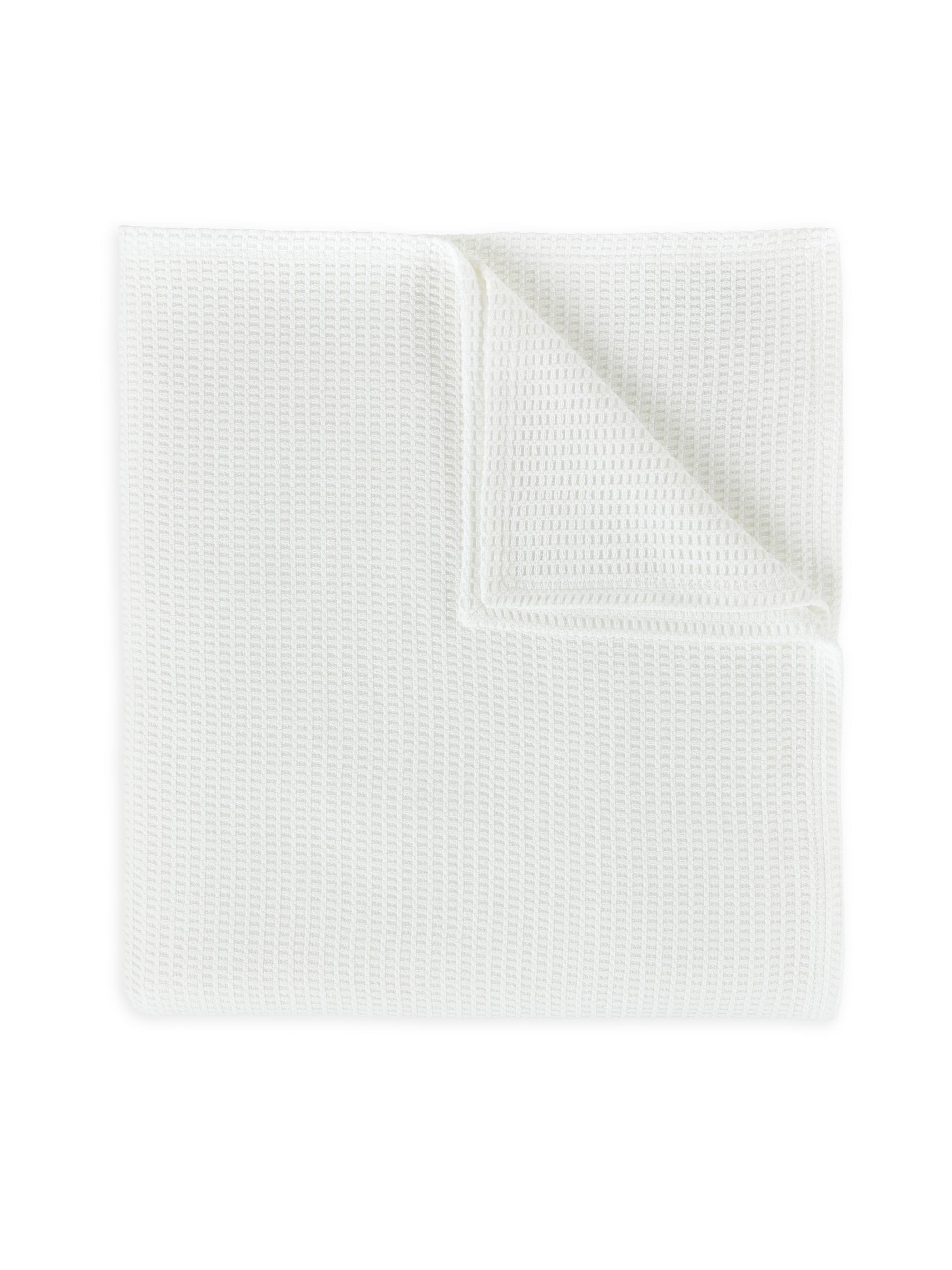 Peacock Alley Riviera Waffle-Weave Blanket - White Queen