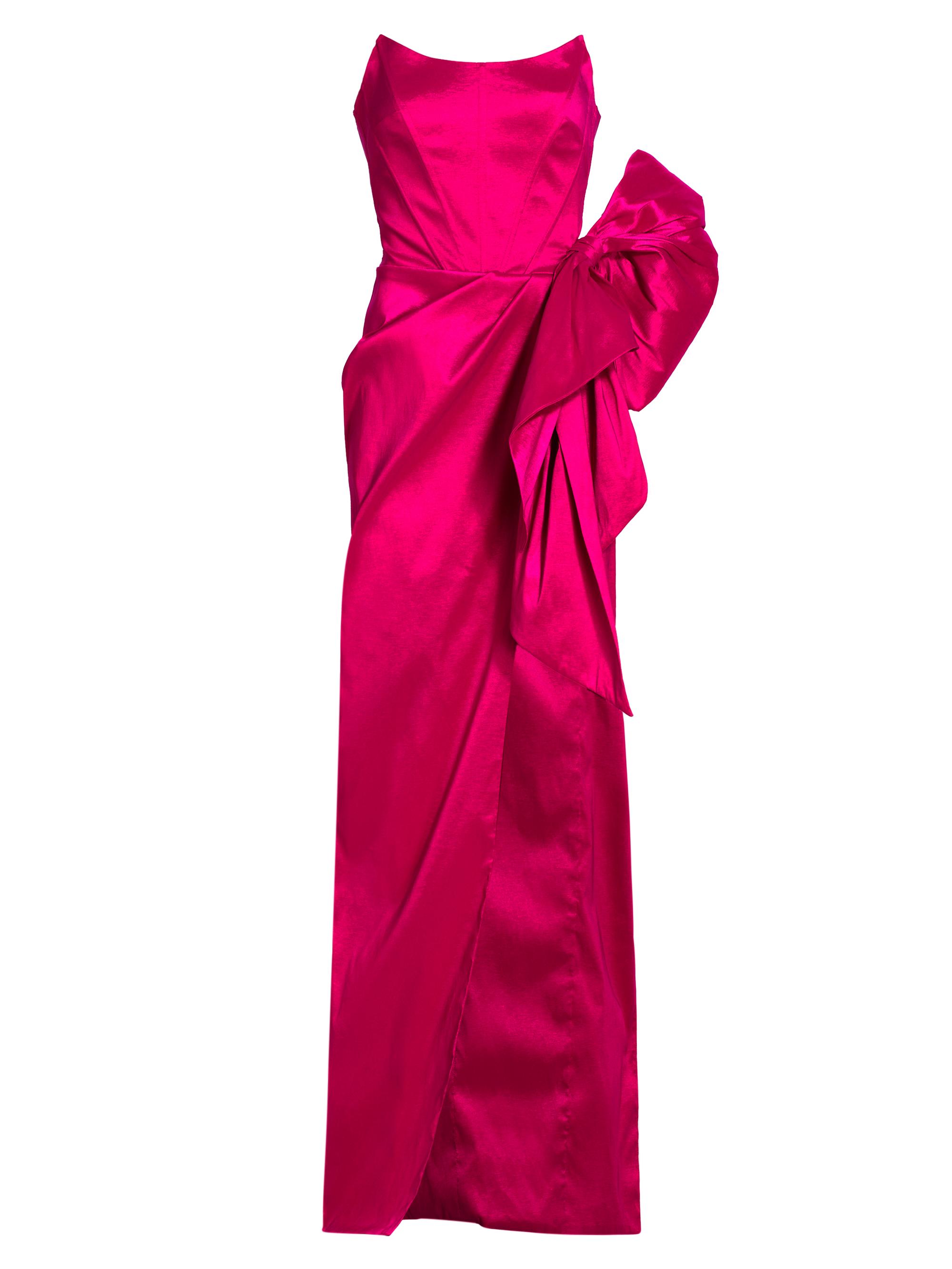 Michael Costello Collection Women's Collette Strapless Bow Column Gown - Fuchsia