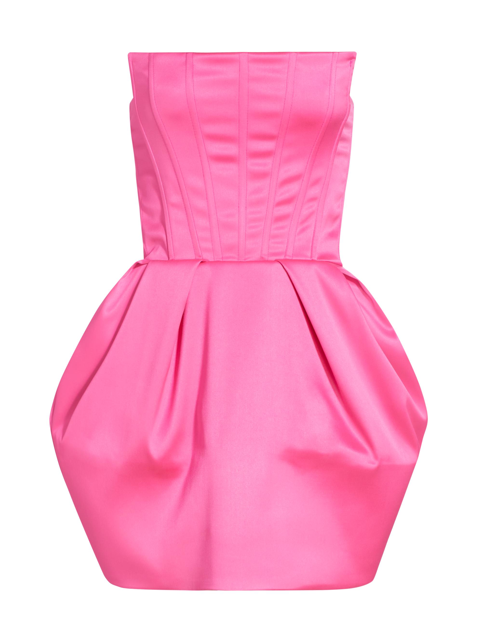 Michael Costello Collection Women's Kate Strapless Satin Minidress - Hot Pink