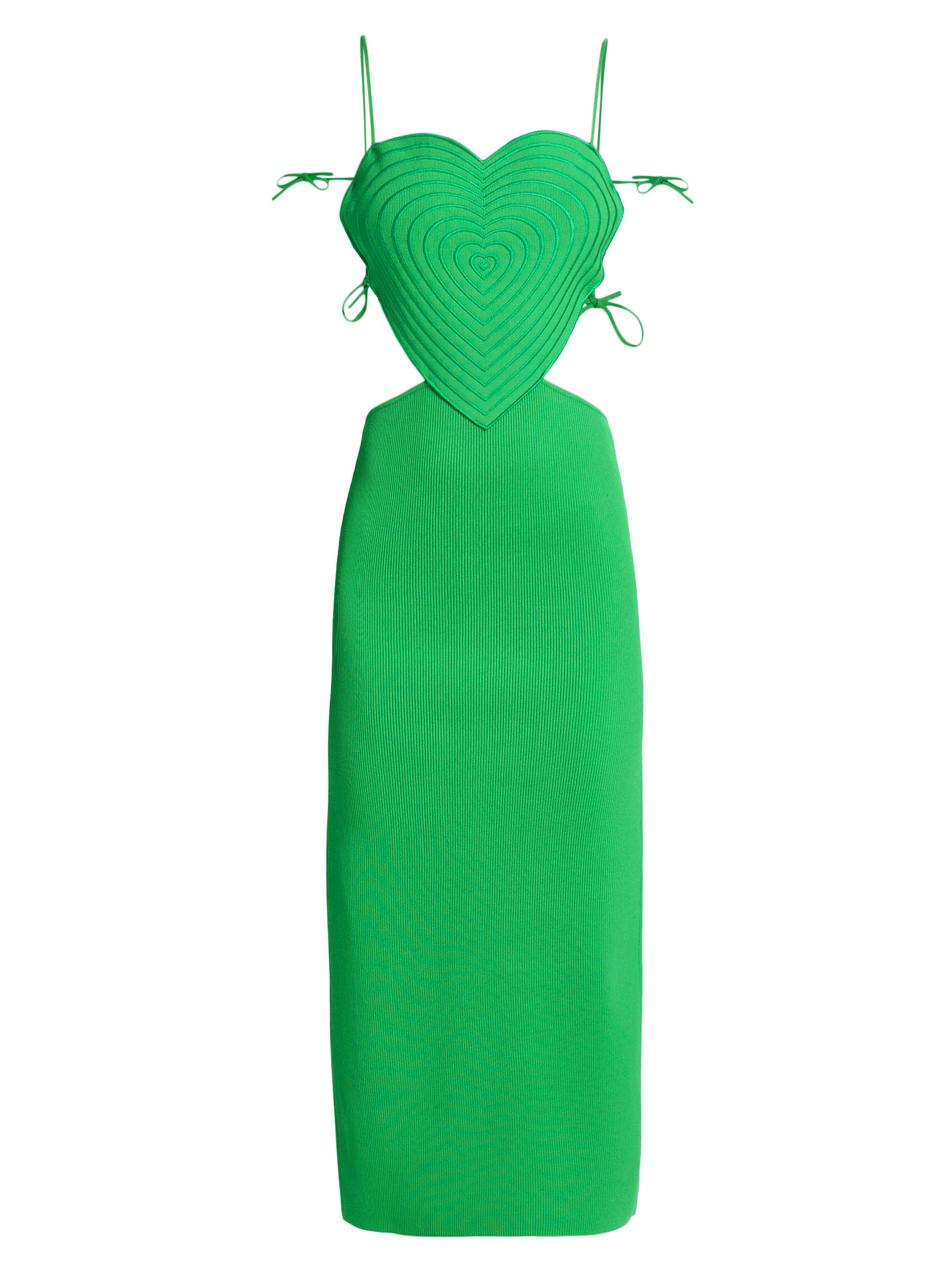 Mach & Mach Women's Heart Rib-Knit Midi-Dress - Green