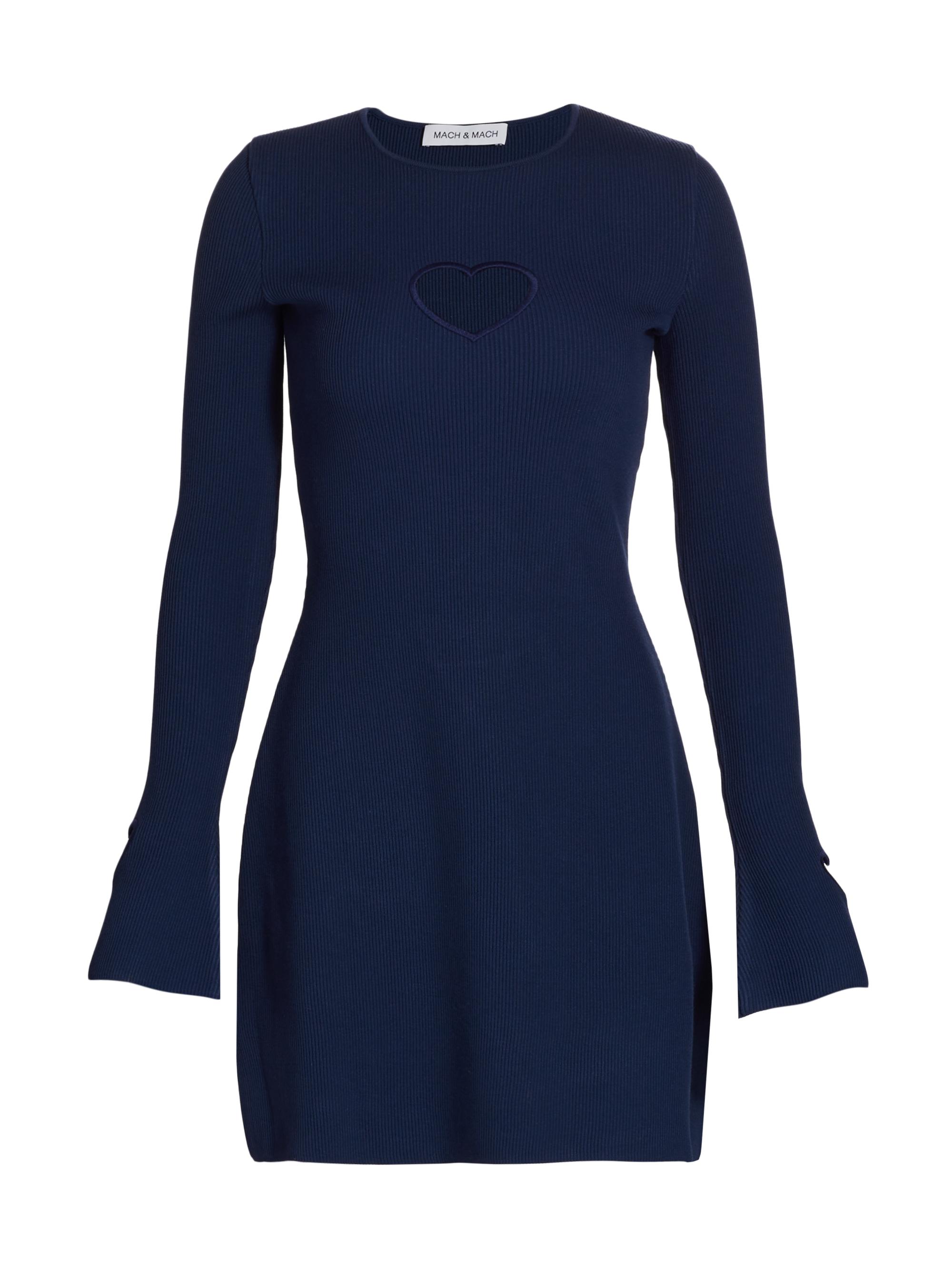 Self-Portrait Navy Pointelle-Knit Minidress | Saks Fifth Avenue