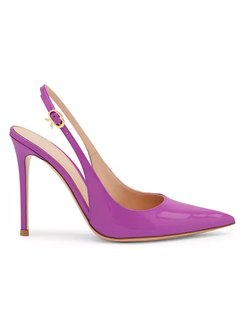 Shop Gianvito Rossi Ribbon 105MM Patent Leather Slingback Pumps | Saks ...