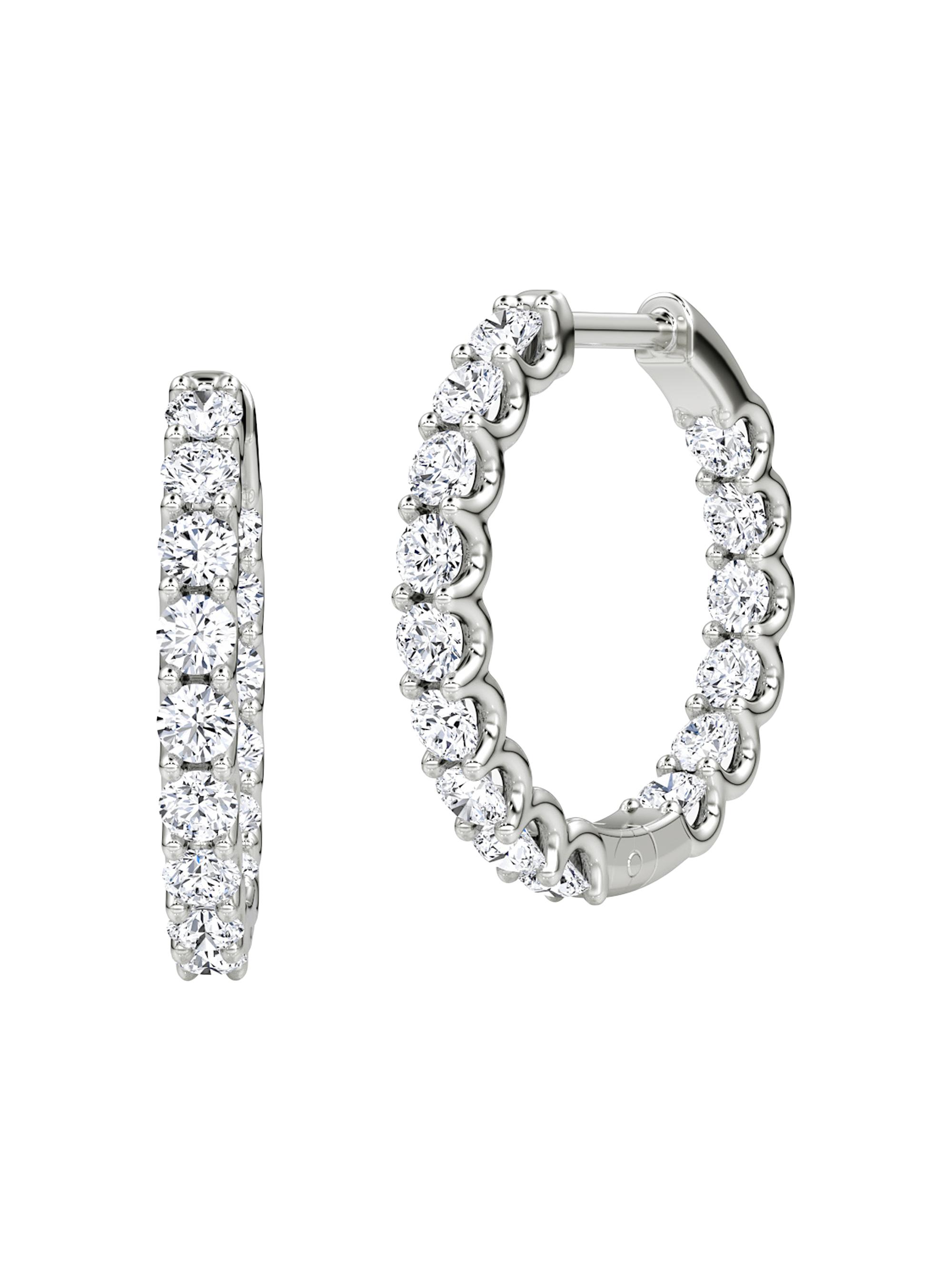 VRAI Women's Huggie Hoops 14K White Gold & 1.50 TCW Lab-Grown Diamond Full Eternity Hoop Earrings - White Gold