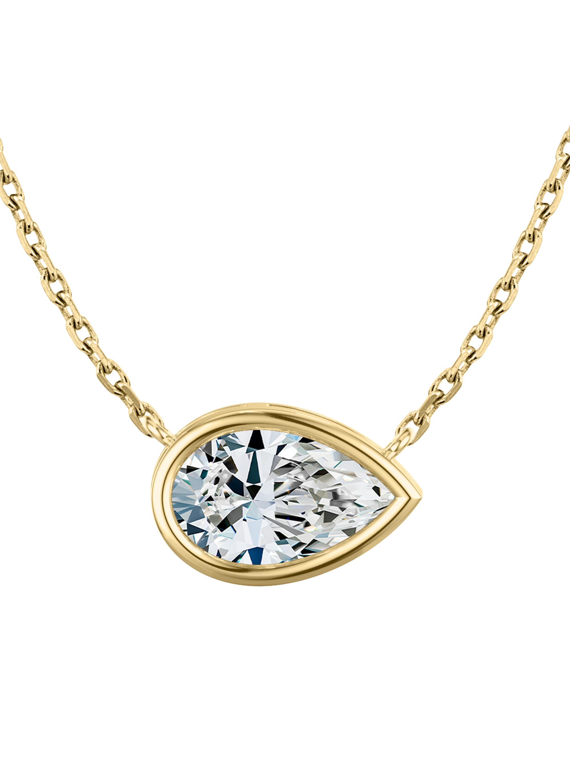 VRAI Women's Solitaire Classics 14K Gold & 1.00 TCW Lab-Grown Diamond Pear Bezel Solitaire Necklace - Yellow Gold