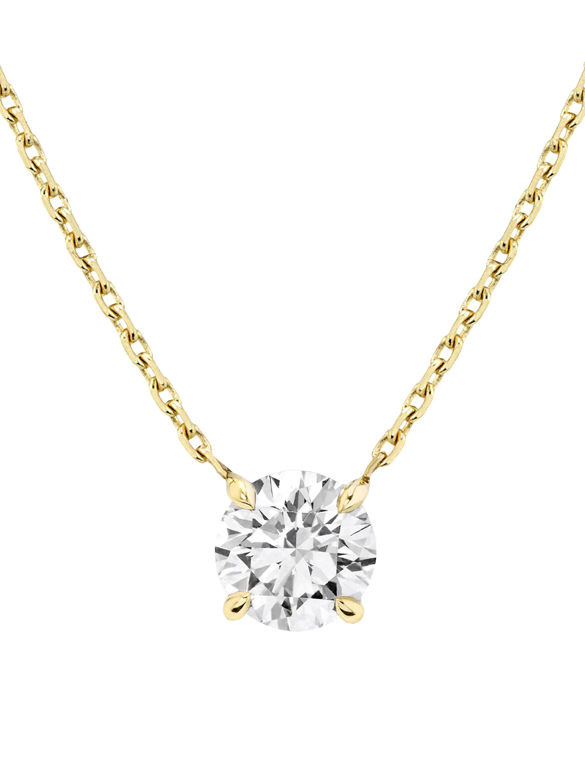 VRAI Women's Solitaire Classics 14K Gold & 1.00 TCW Lab-Grown Diamond Brilliant Round Solitaire Necklace - Yellow Gold