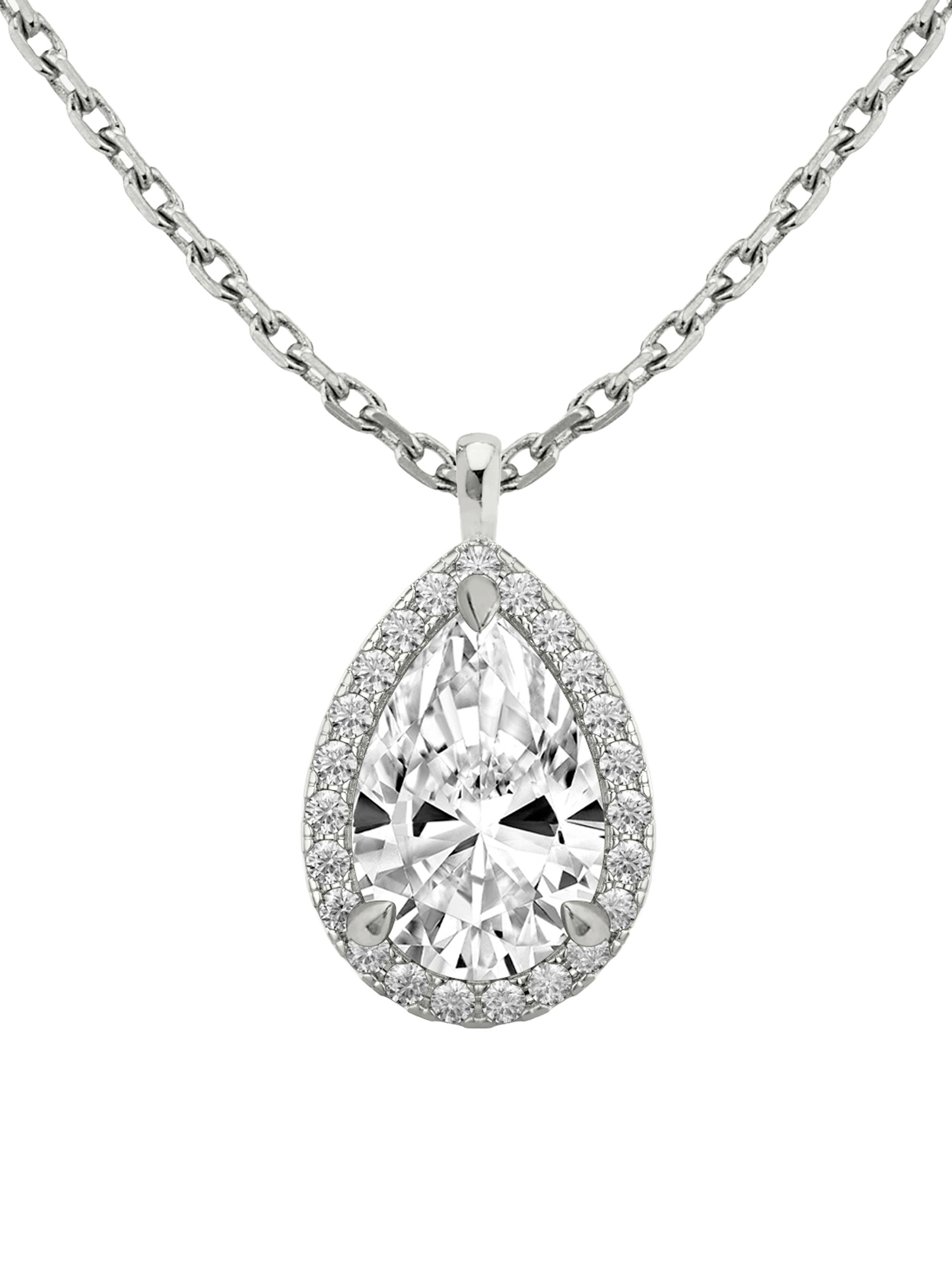 VRAI Women's Halo 14K White Gold & 1.11 TCW Lab-Grown Diamond Pear Pendant Necklace - White Gold