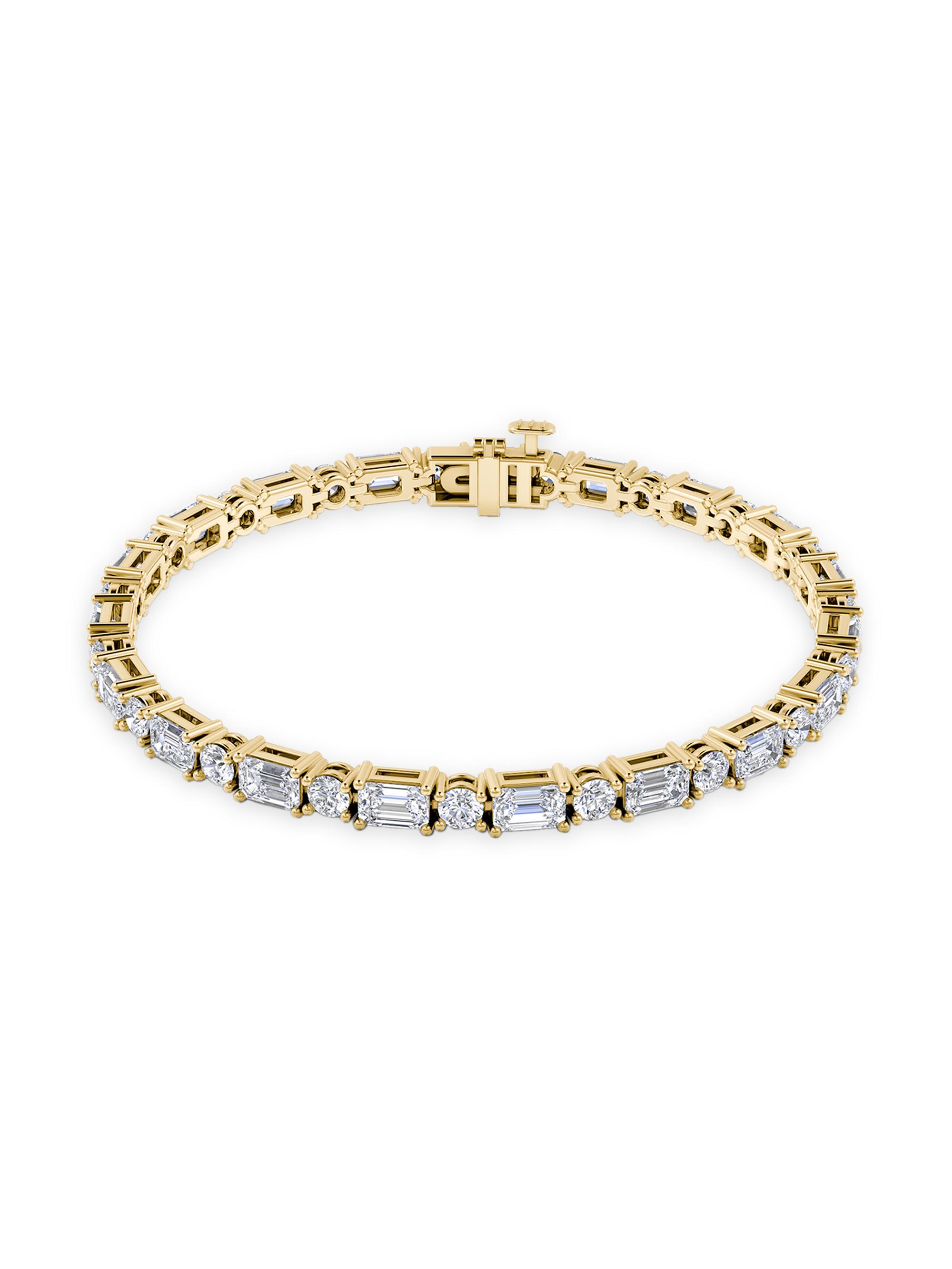 VRAI Women's Tennis Emerald + Round 14K Gold & 6.50 TCW Lab-Grown Diamond Bracelet - Yellow Gold