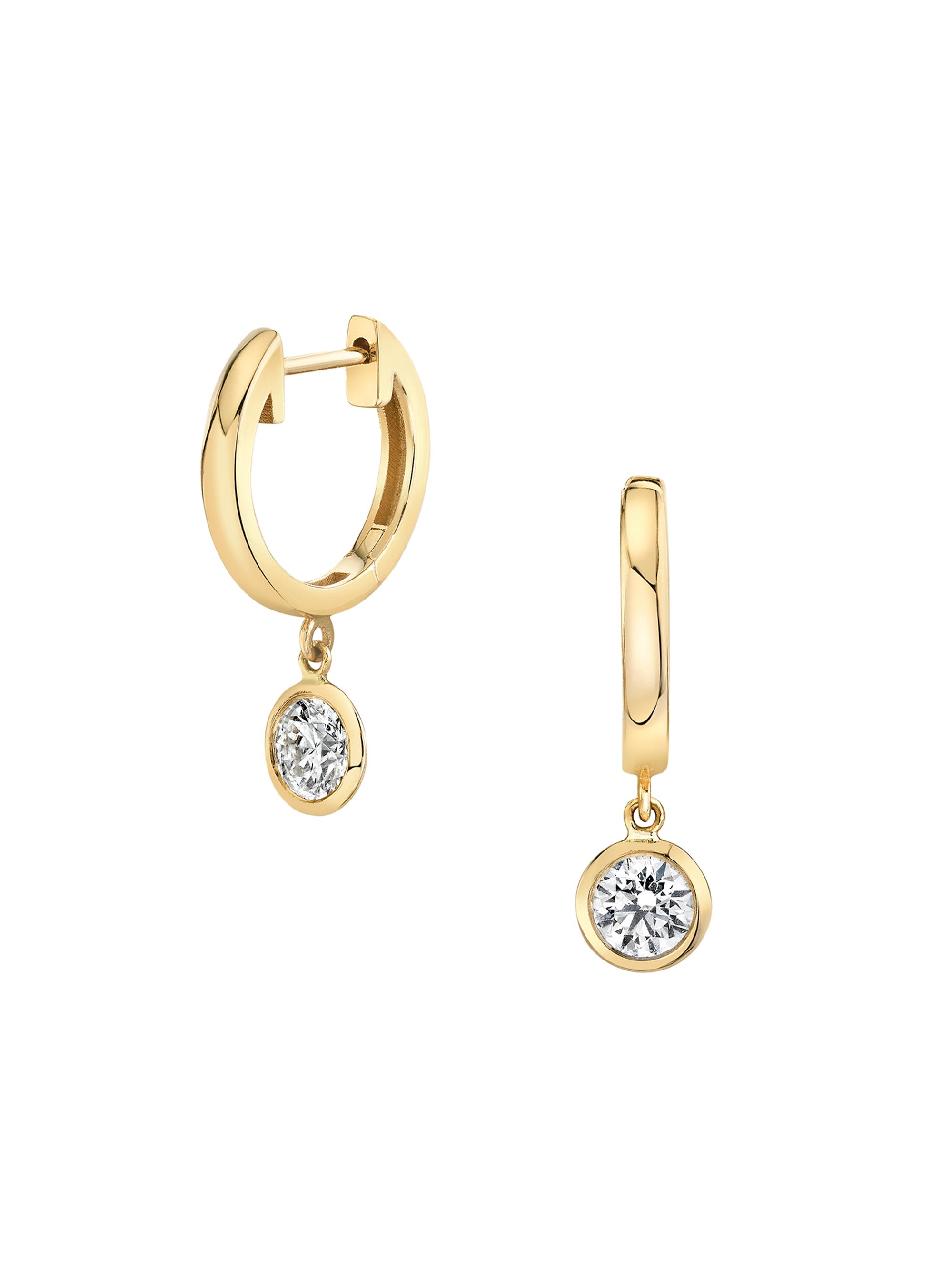VRAI Women's Solitaire Classics 14K Gold & 0.50 TCW Lab-Grown Diamond Brilliant Round Bezel Drop Huggie Hoops - Yellow Gold
