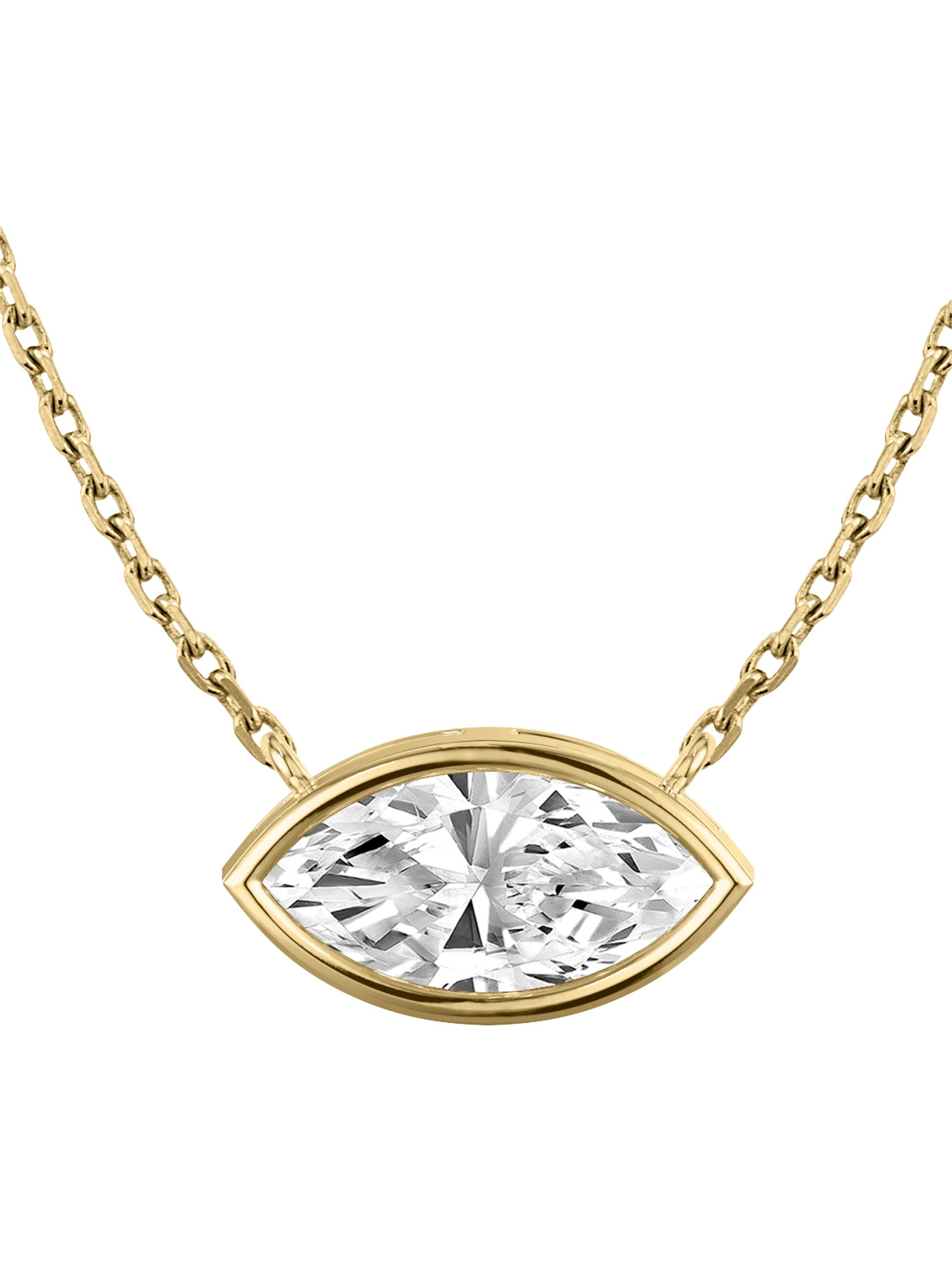 VRAI Women's Bezel Essentials 14K Gold & 1.00 TCW Lab-Grown Diamond Marquise Solitaire Necklace - Yellow Gold