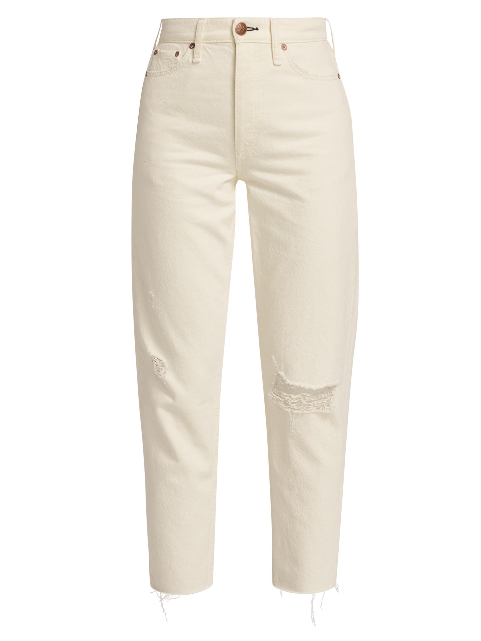 rag & bone Women's Alissa Mid-Rise Straight Ankle Jeans - Ecru With