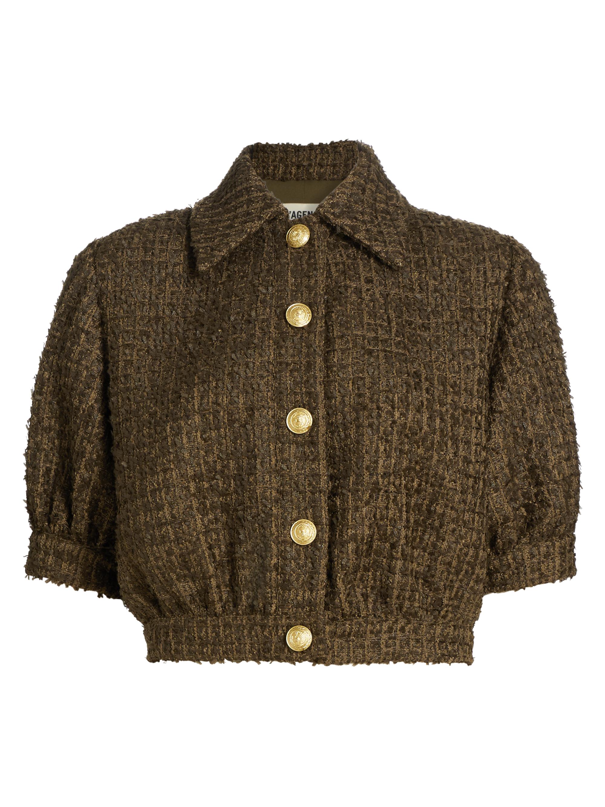 L'AGENCE Women's Cove Cropped Tweed Jacket - Pine